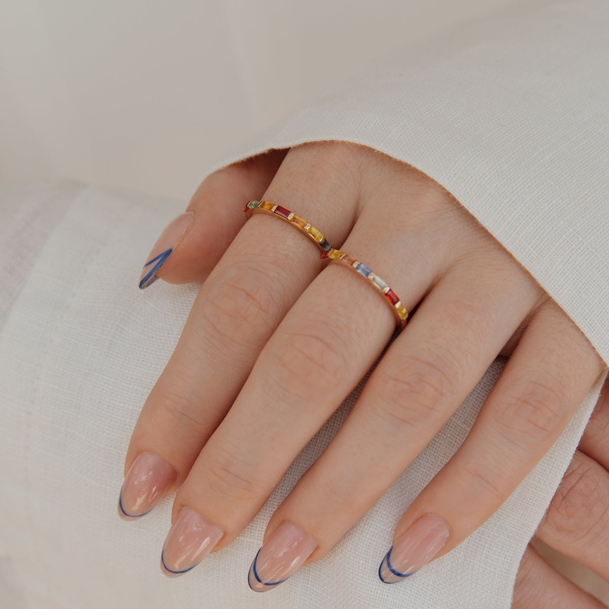 Baguette Multisapphire Wedding Band Orizzo fine jewelry