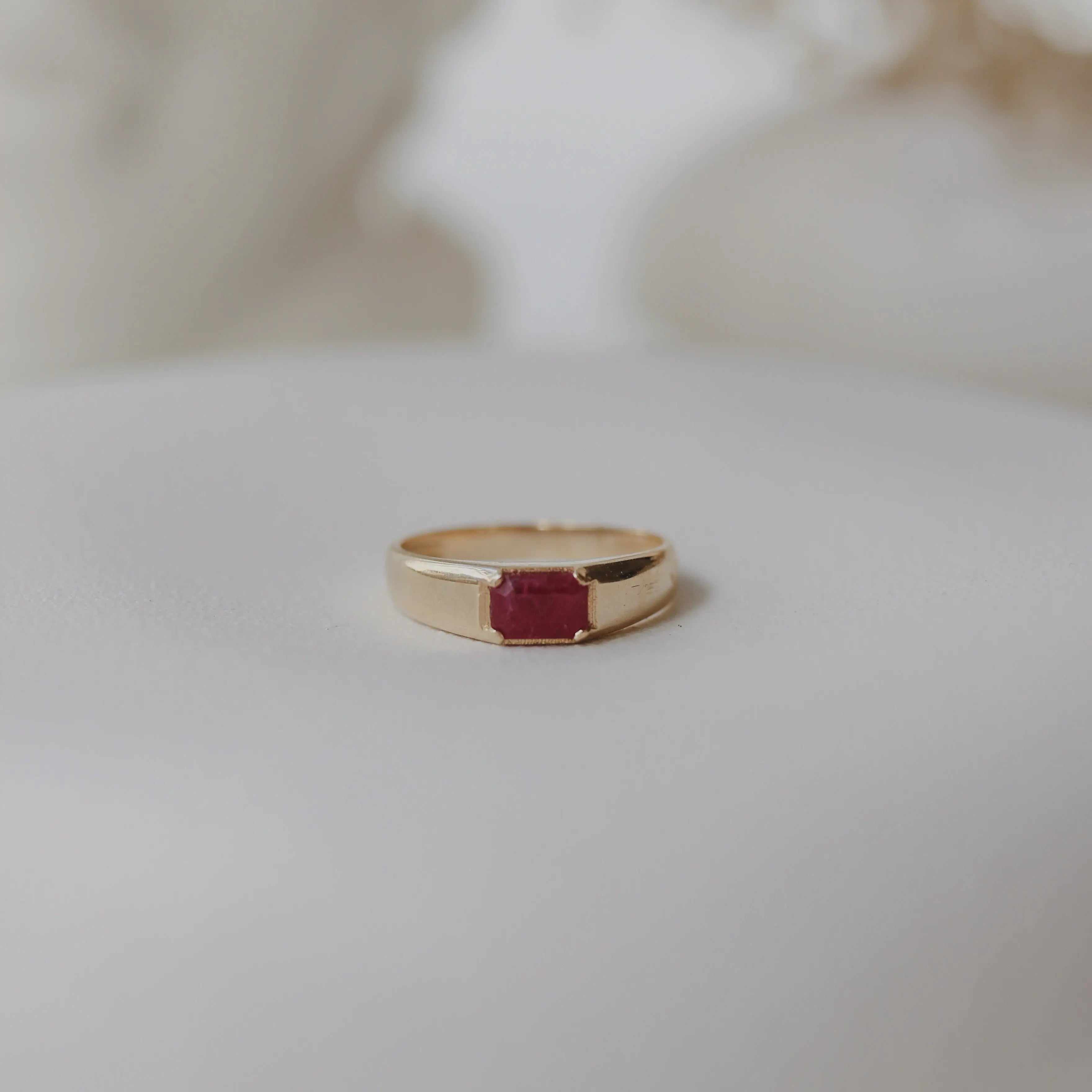 Ruby Signet Ring In 14k Gold Orizzo fine jewelry