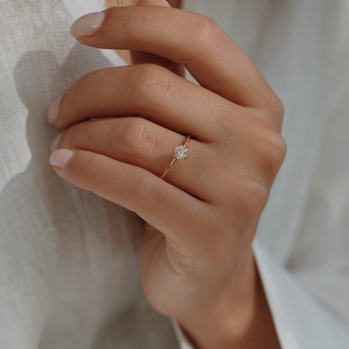 Solitaire Champagne Diamond Ring in Six Prong Setting Orizzo fine jewelry
