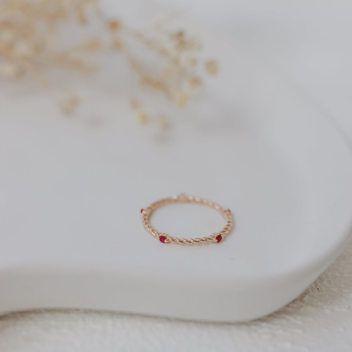 Twisted Wedding Band With Ruby Orizzo fine jewelry