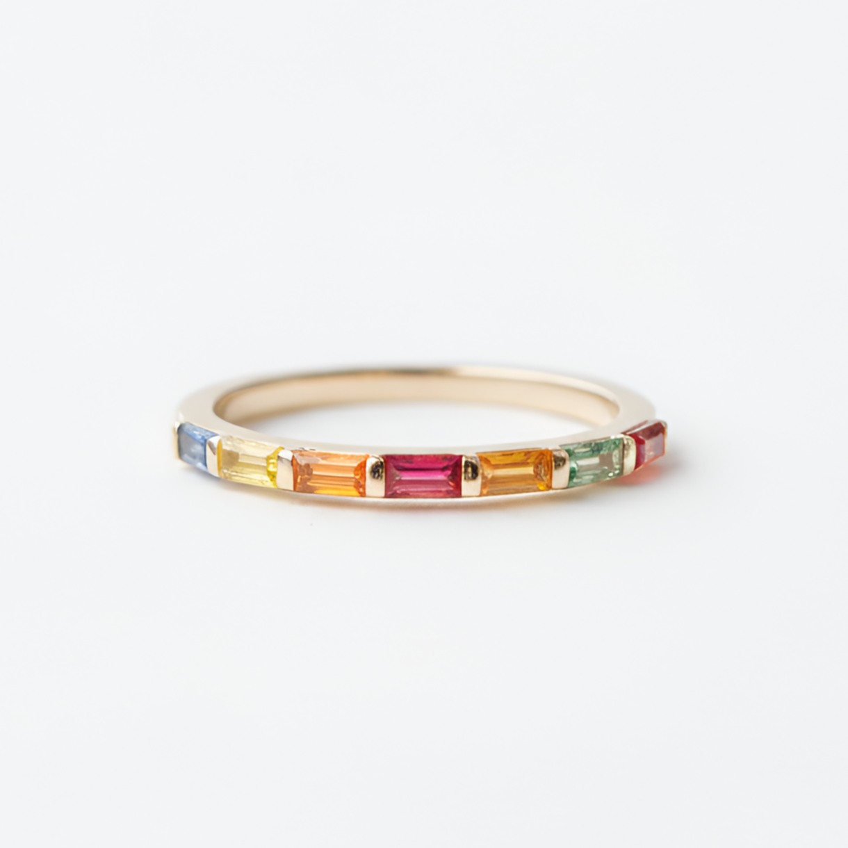 Baguette Multisapphire Snubní Prsten – 14K zlato