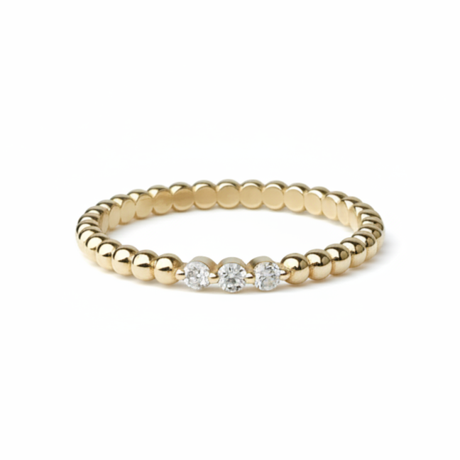 Kugelring aus Gold mit Drei Diamanten