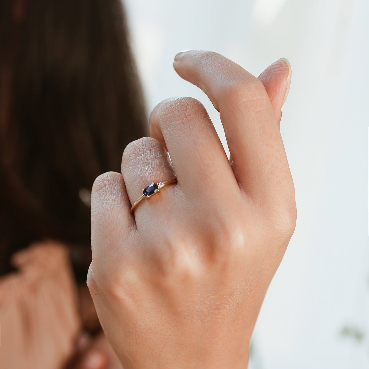 Blue Sapphire Ring With Diamond Orizzo fine jewelry