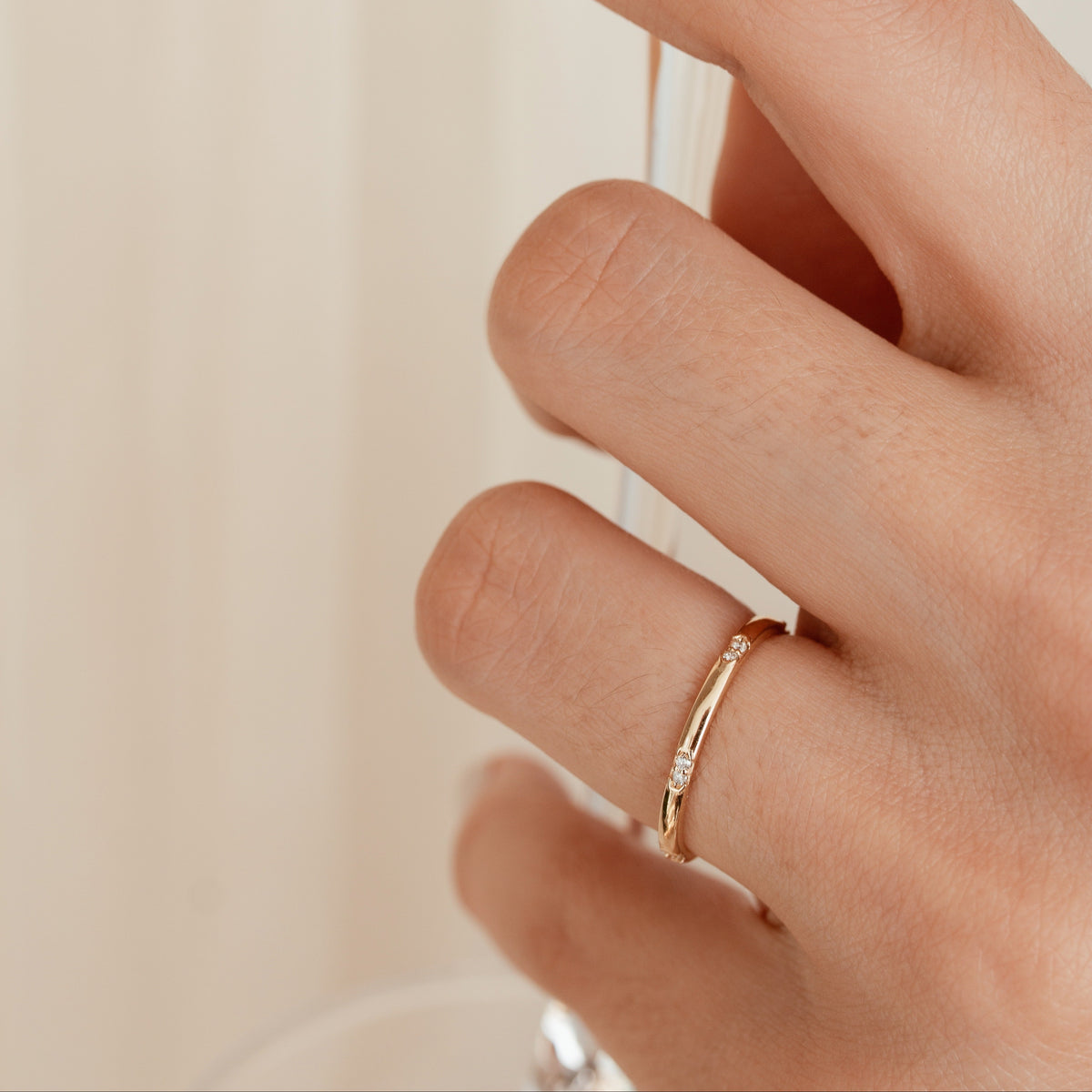 Duo Diamond Wedding Band In 14k Gold Orizzo fine jewelry