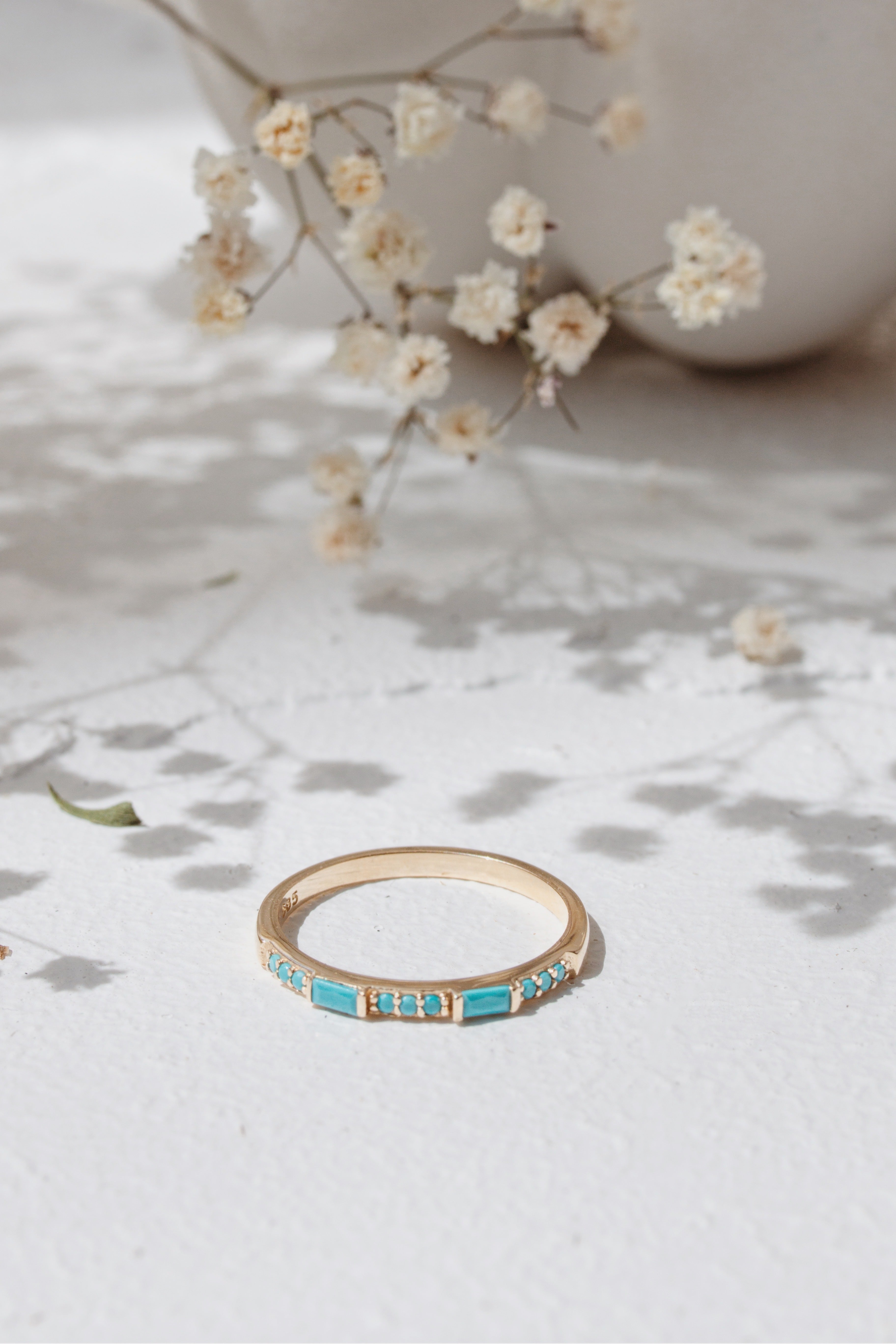 Baguette Turquoise Stackable Wedding Ring Orizzo fine jewelry