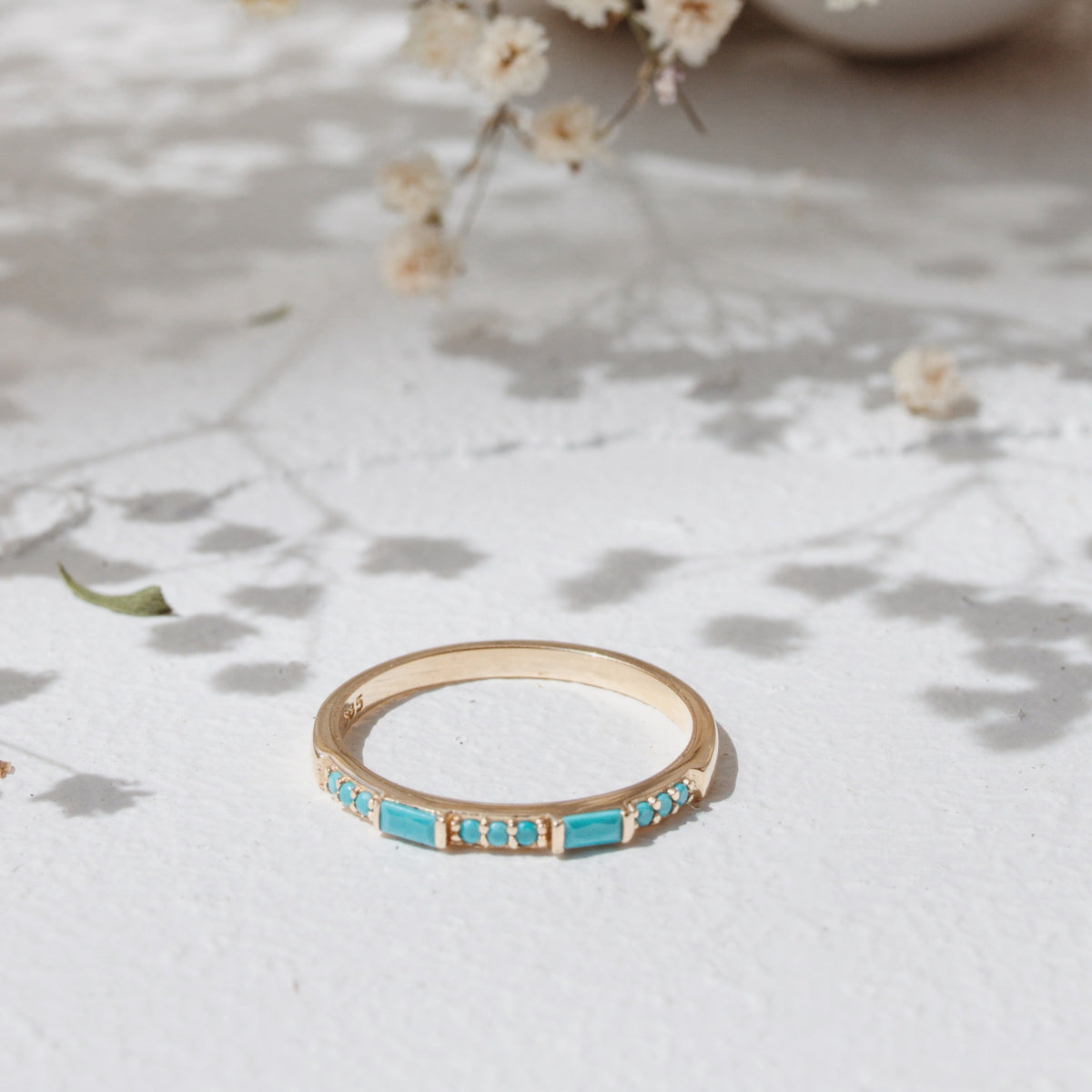 Baguette Turquoise Stackable Wedding Ring Orizzo fine jewelry