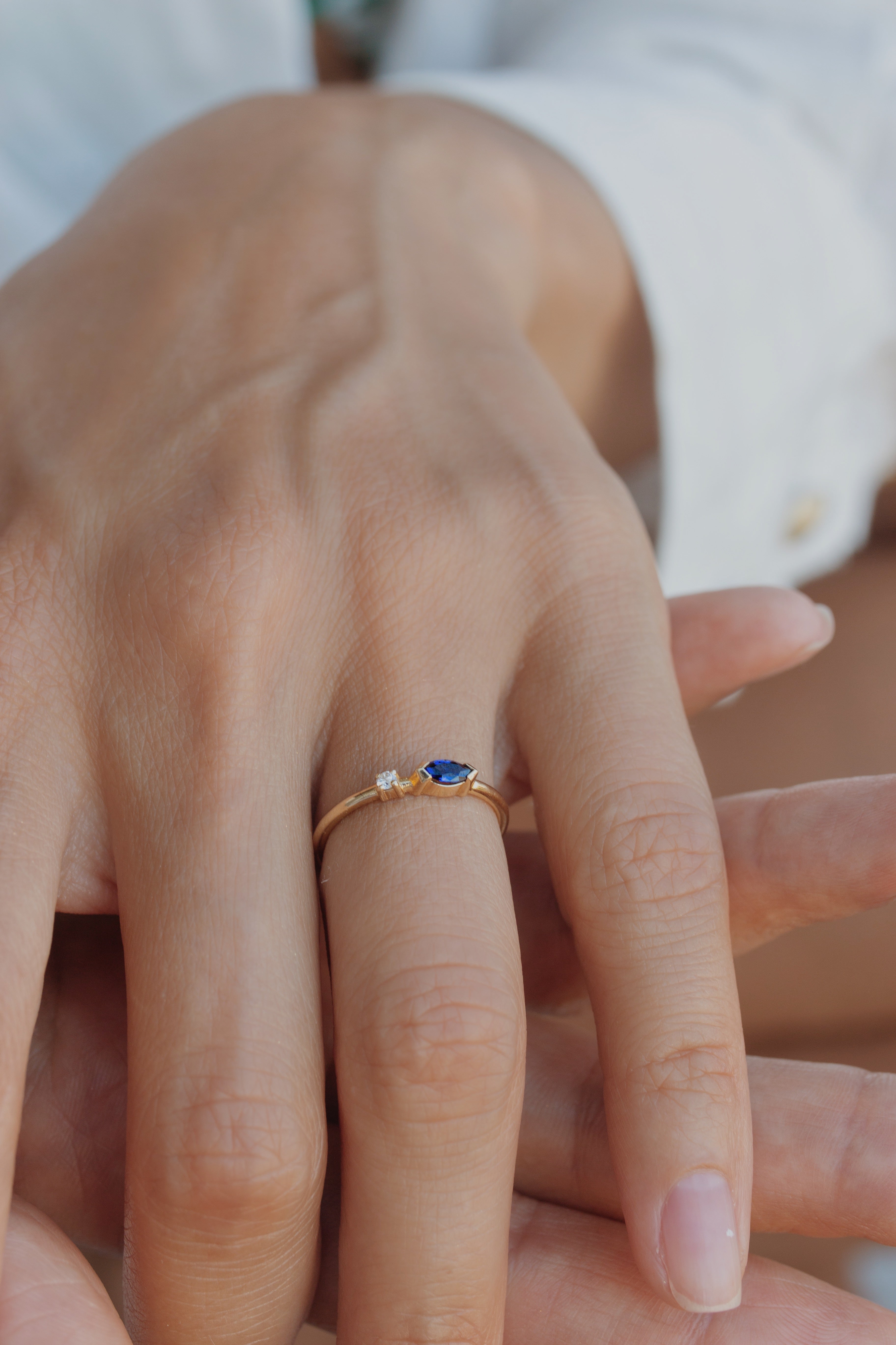 Sapphire and Diamond Double Stone Ring Orizzo fine jewelry
