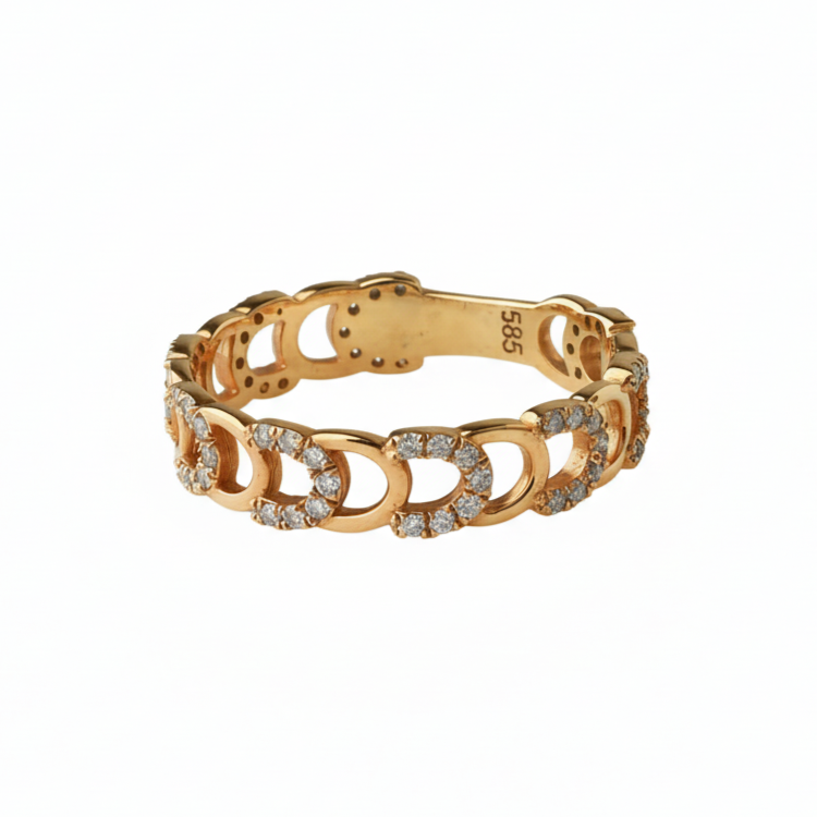 Ketten-Glieder Diamantring aus 14 Karat Massivgold