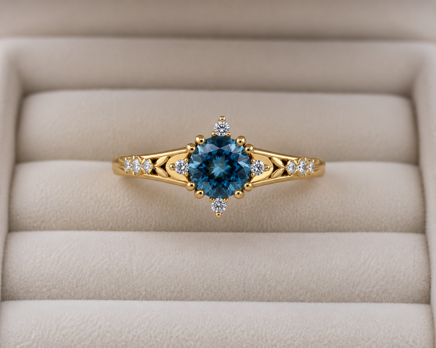 London Blue Topaz Engagemen Ring - Liora