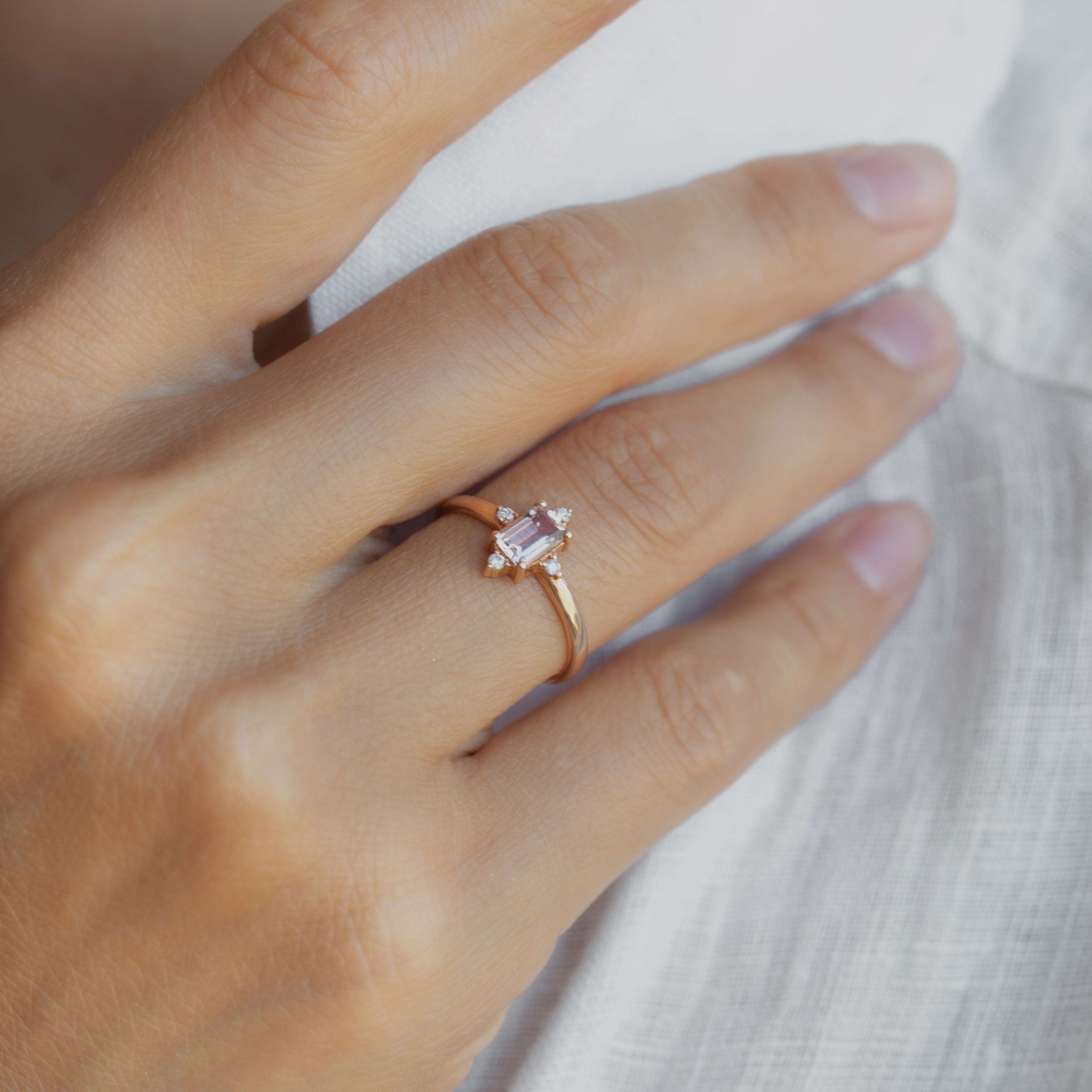 Art Deco Morganite Engagement Ring with Diamonds Orizzo fine jewelry
