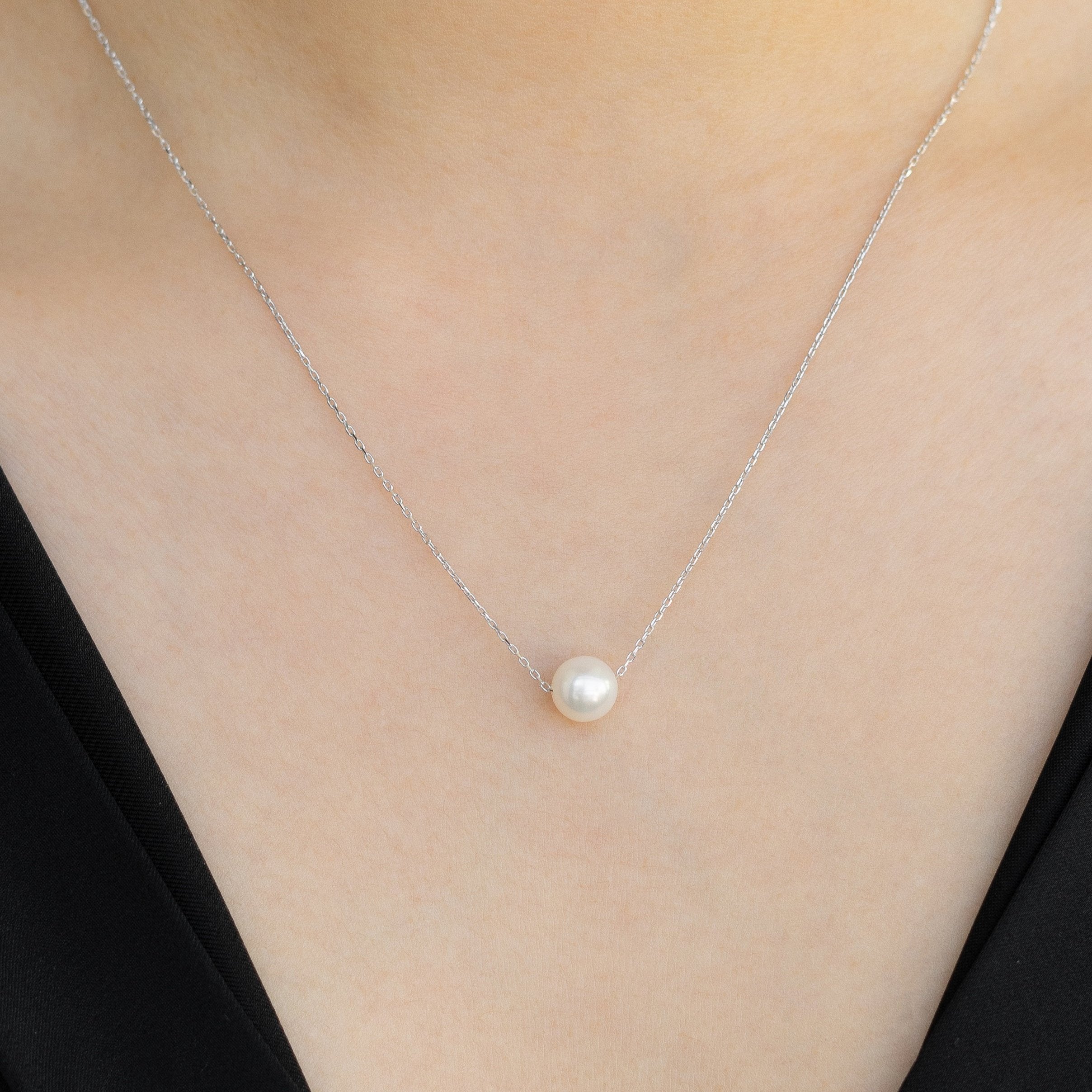Single Pearl Necklace In 14K Gold
