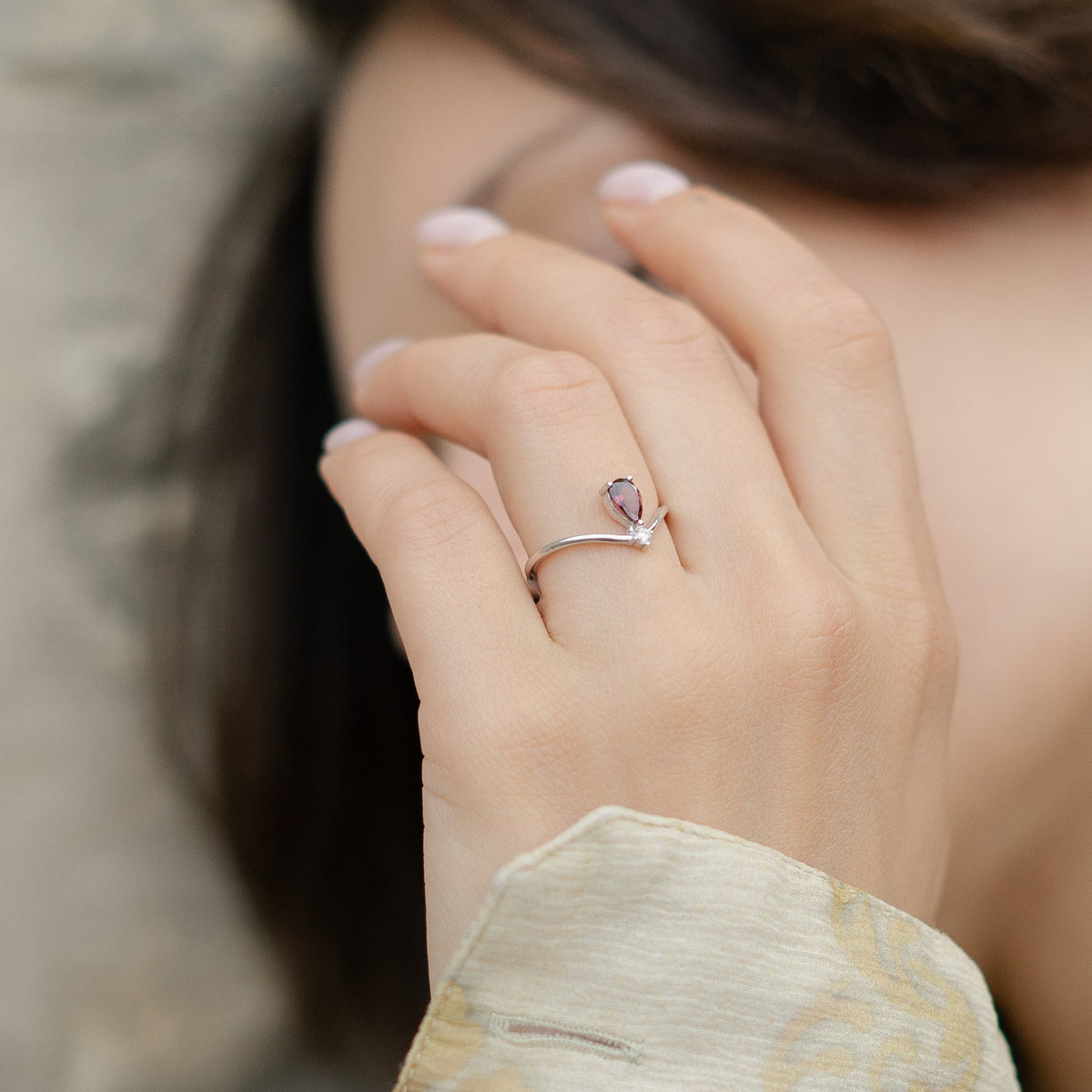 Pear Cut Tourmaline & Diamond Ring