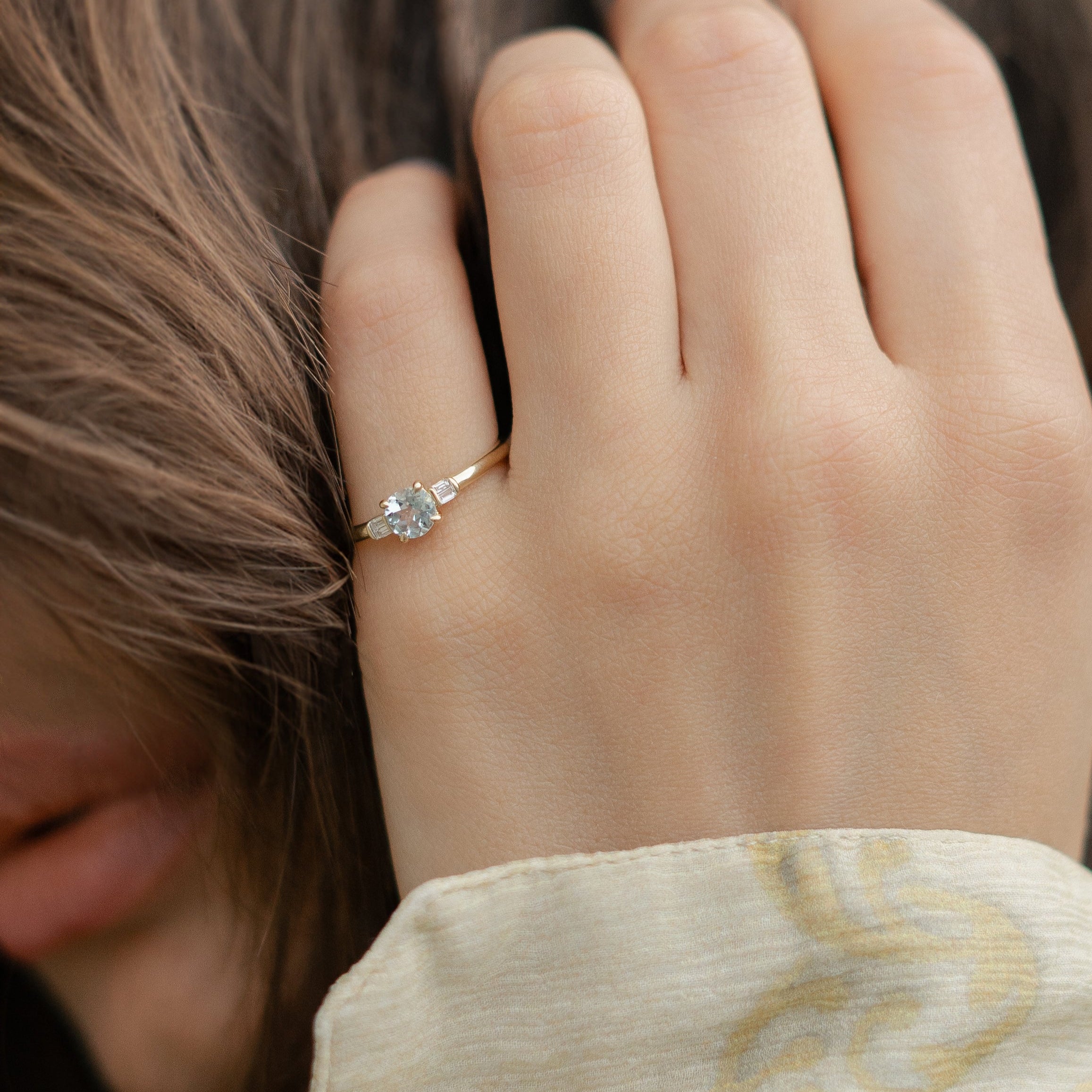 Aquamarine Ring With Baguette Diamonds
