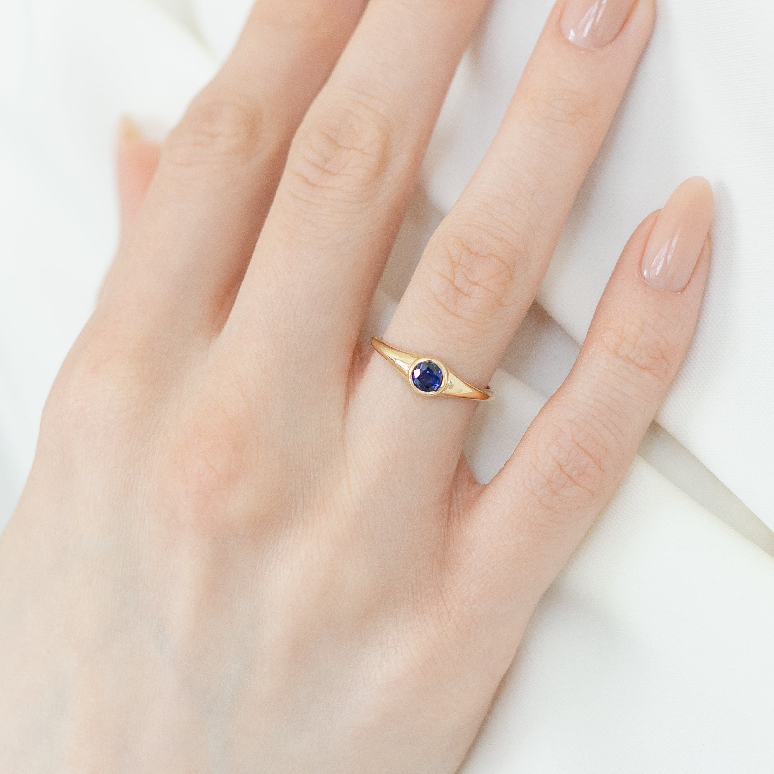 Blue Sapphire Signet Ring In 14K Gold