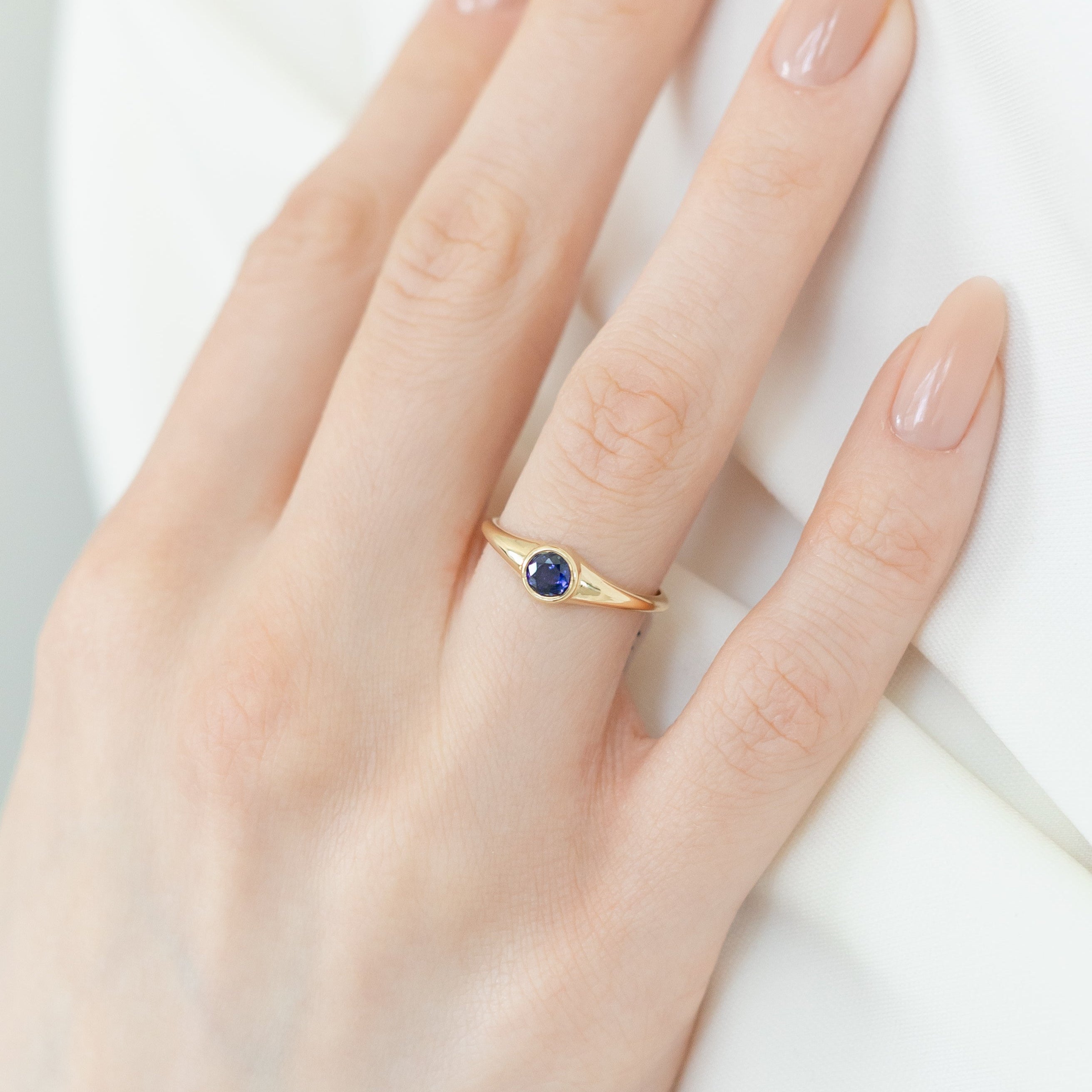 Blue Sapphire Signet Ring In 14K Gold