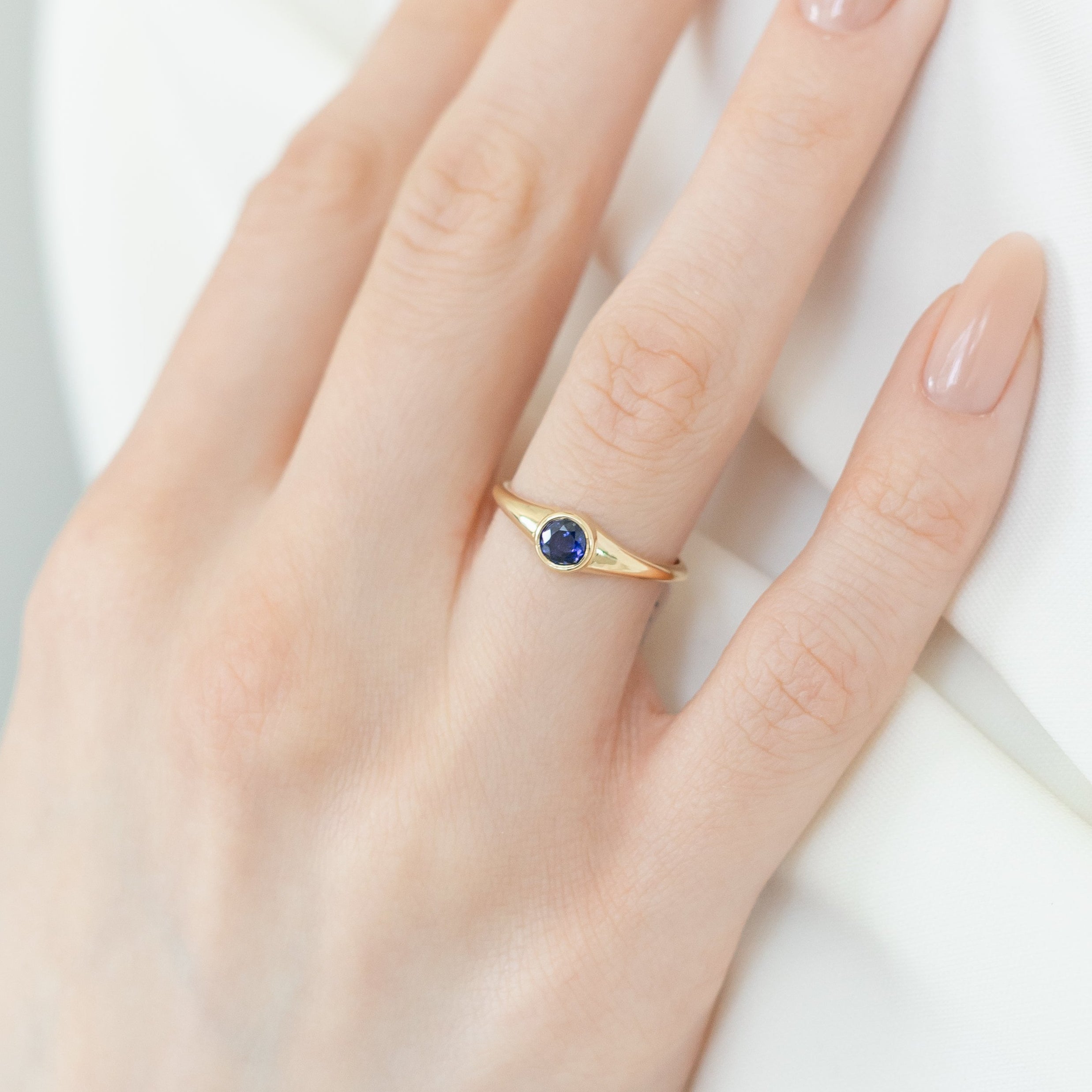 Blue Sapphire Signet Ring In 14K Gold