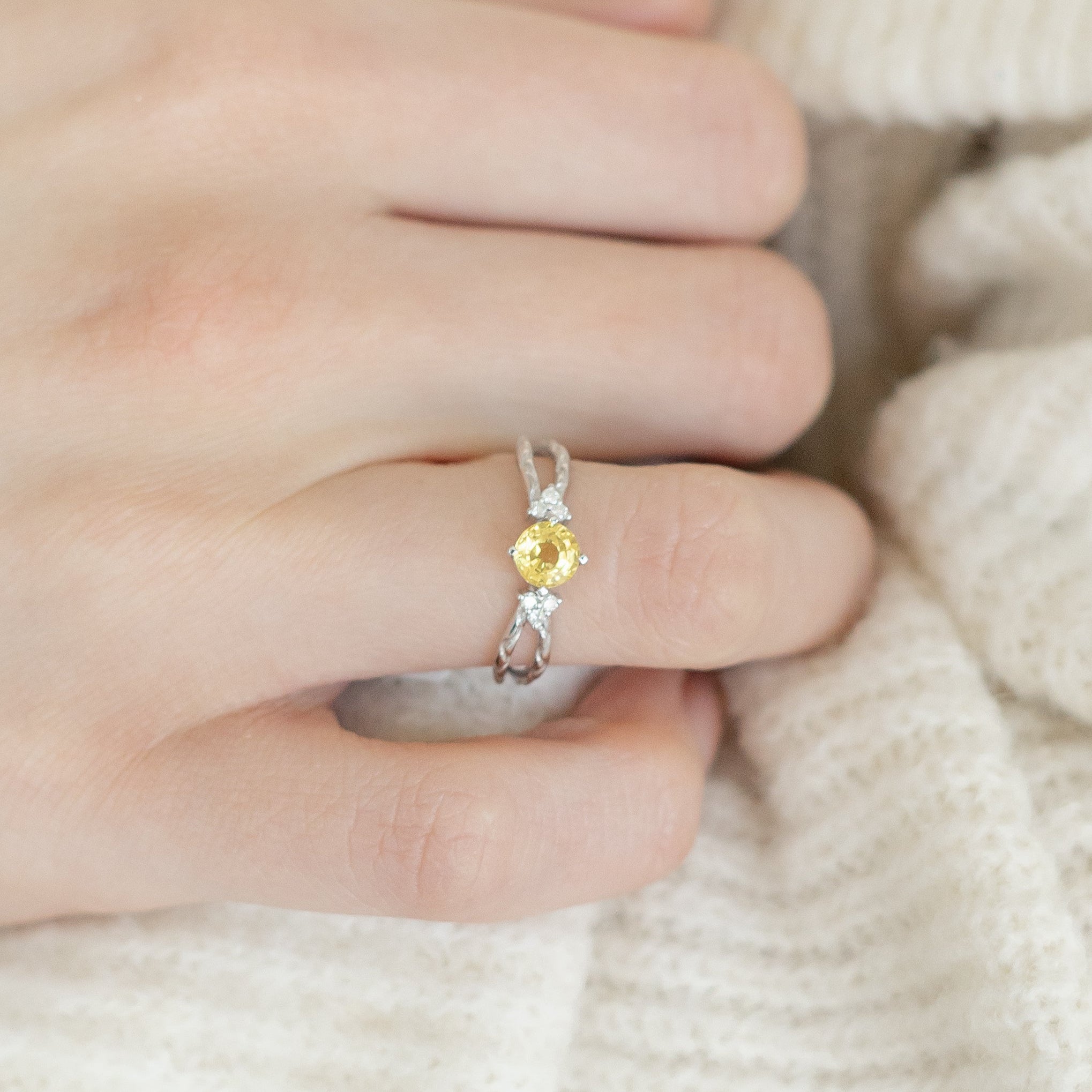 Yellow Sapphire Engagement Ring With Diamonds