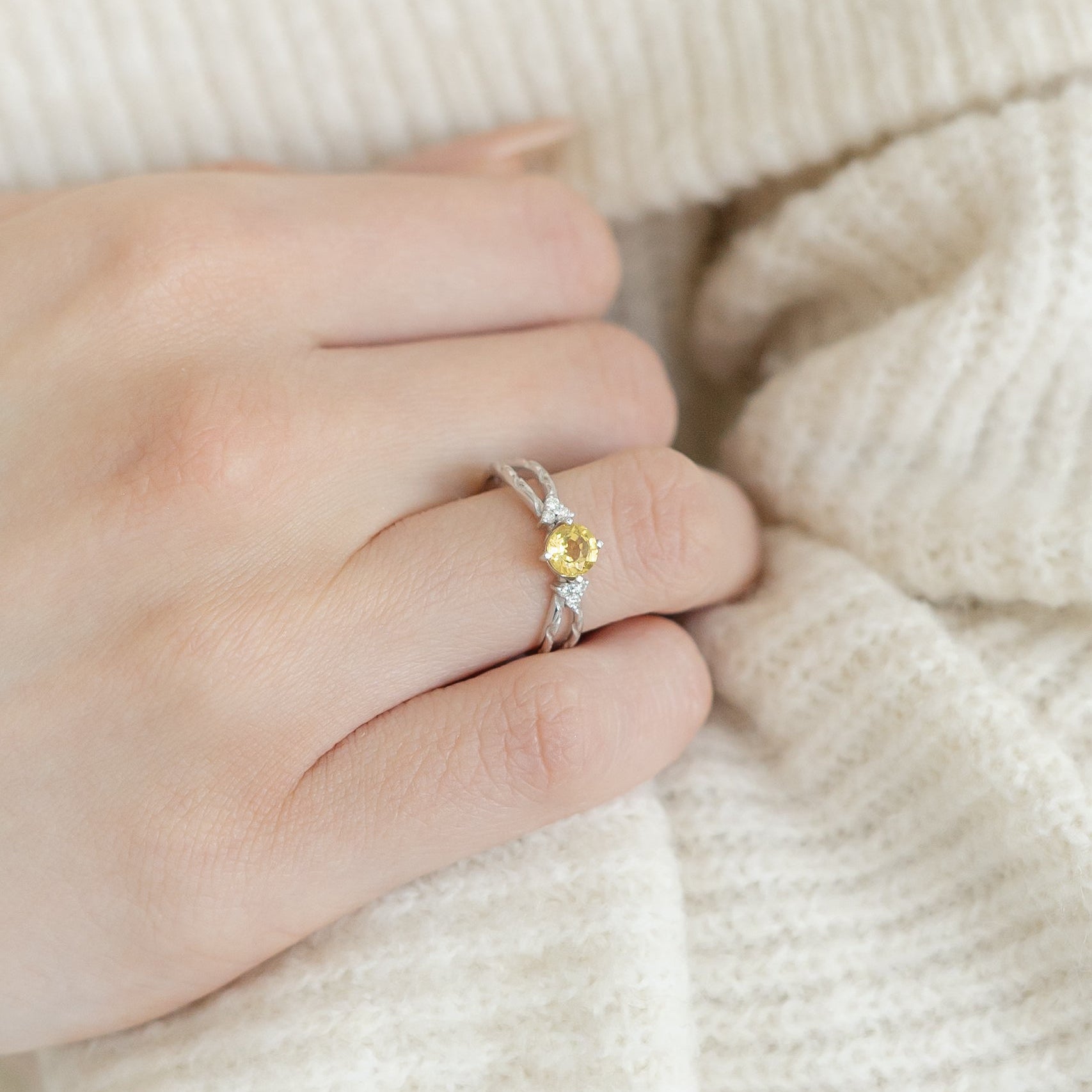 Yellow Sapphire Engagement Ring With Diamonds