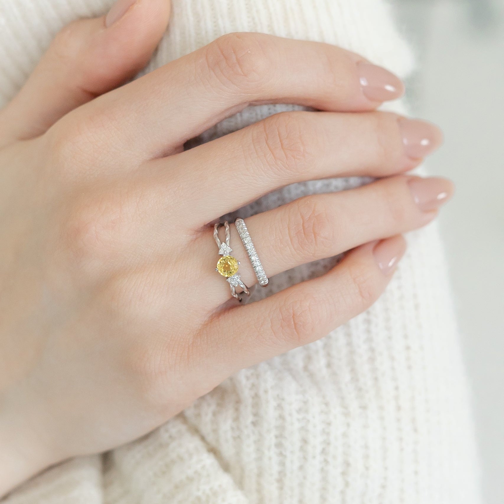 Yellow Sapphire Engagement Ring With Diamonds