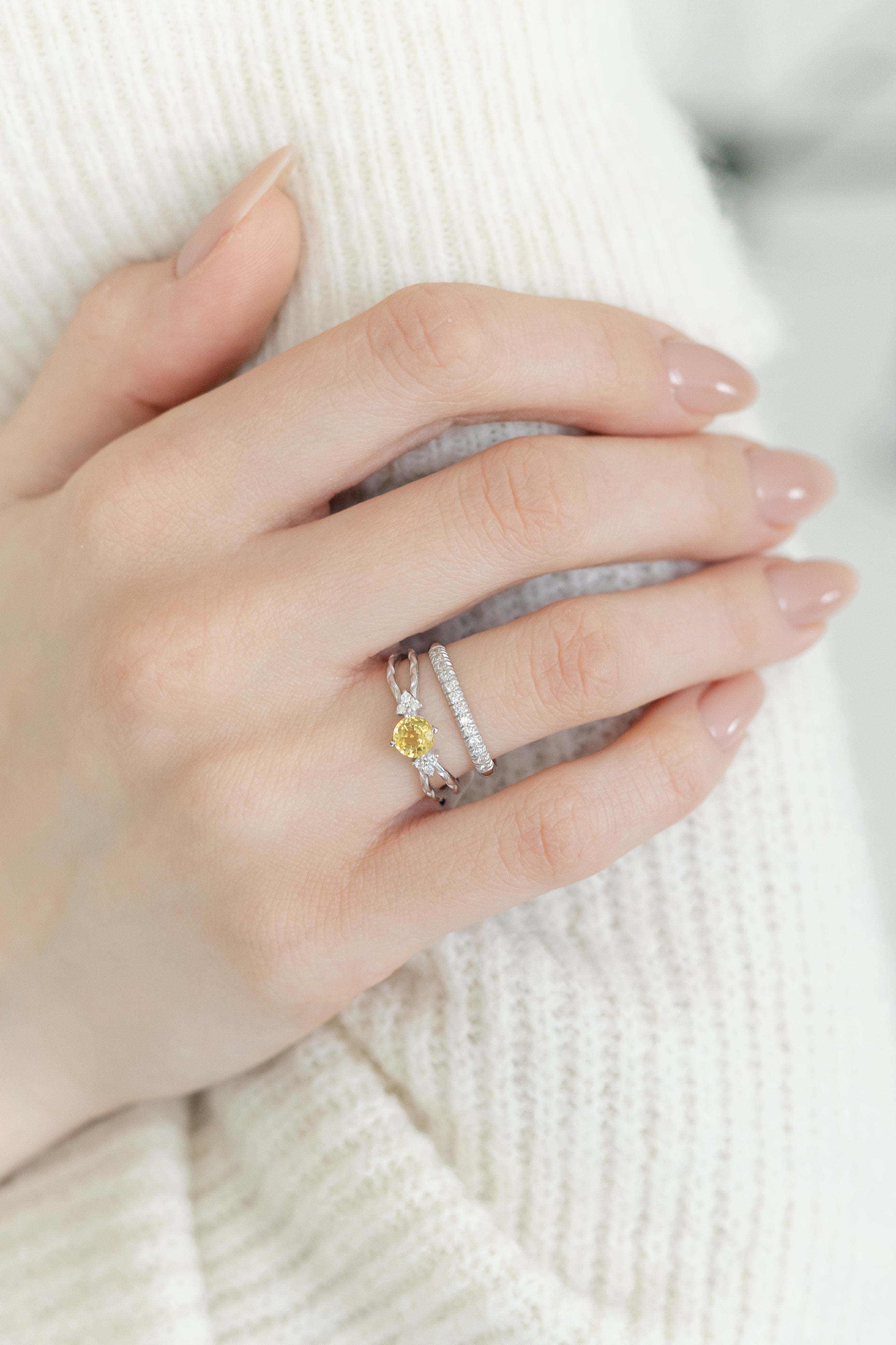 Yellow Sapphire Engagement Ring With Diamonds – Solenne