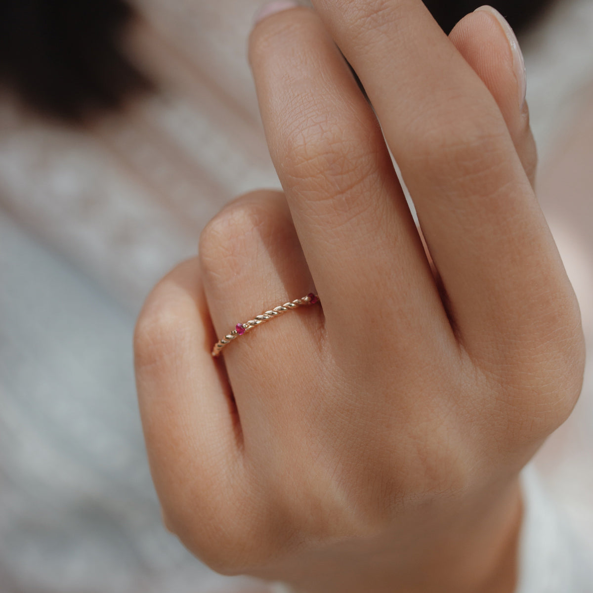 Twisted Wedding Band With Ruby Orizzo fine jewelry