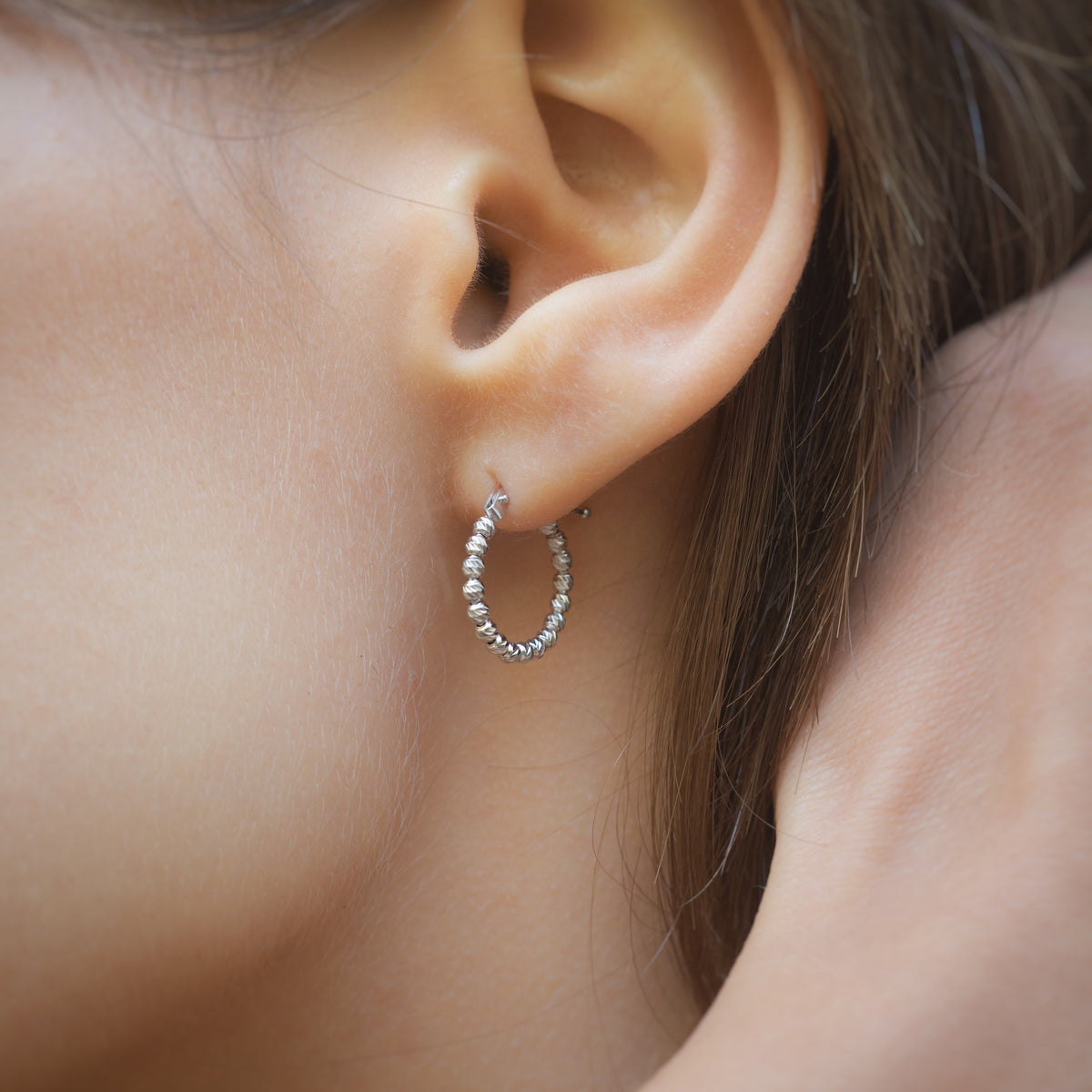 Textured Bead Hoop Earrings