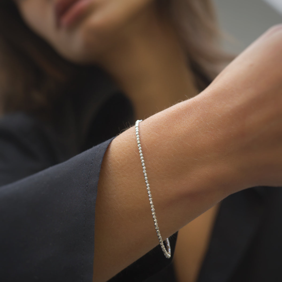 White Gold Beaded Bracelet