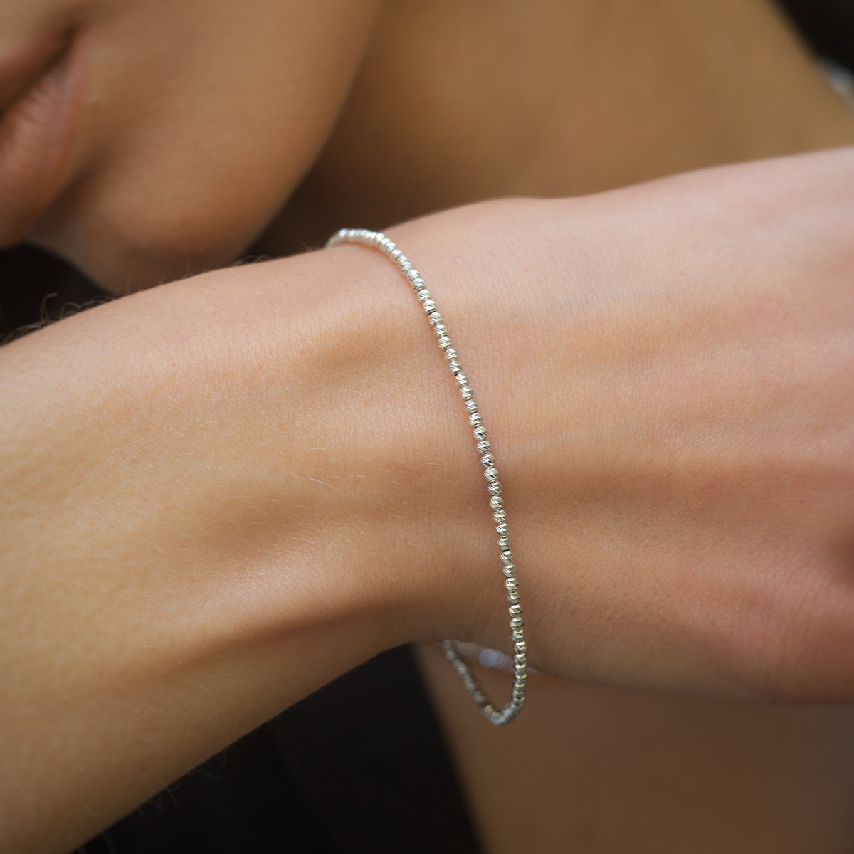 White Gold Beaded Bracelet