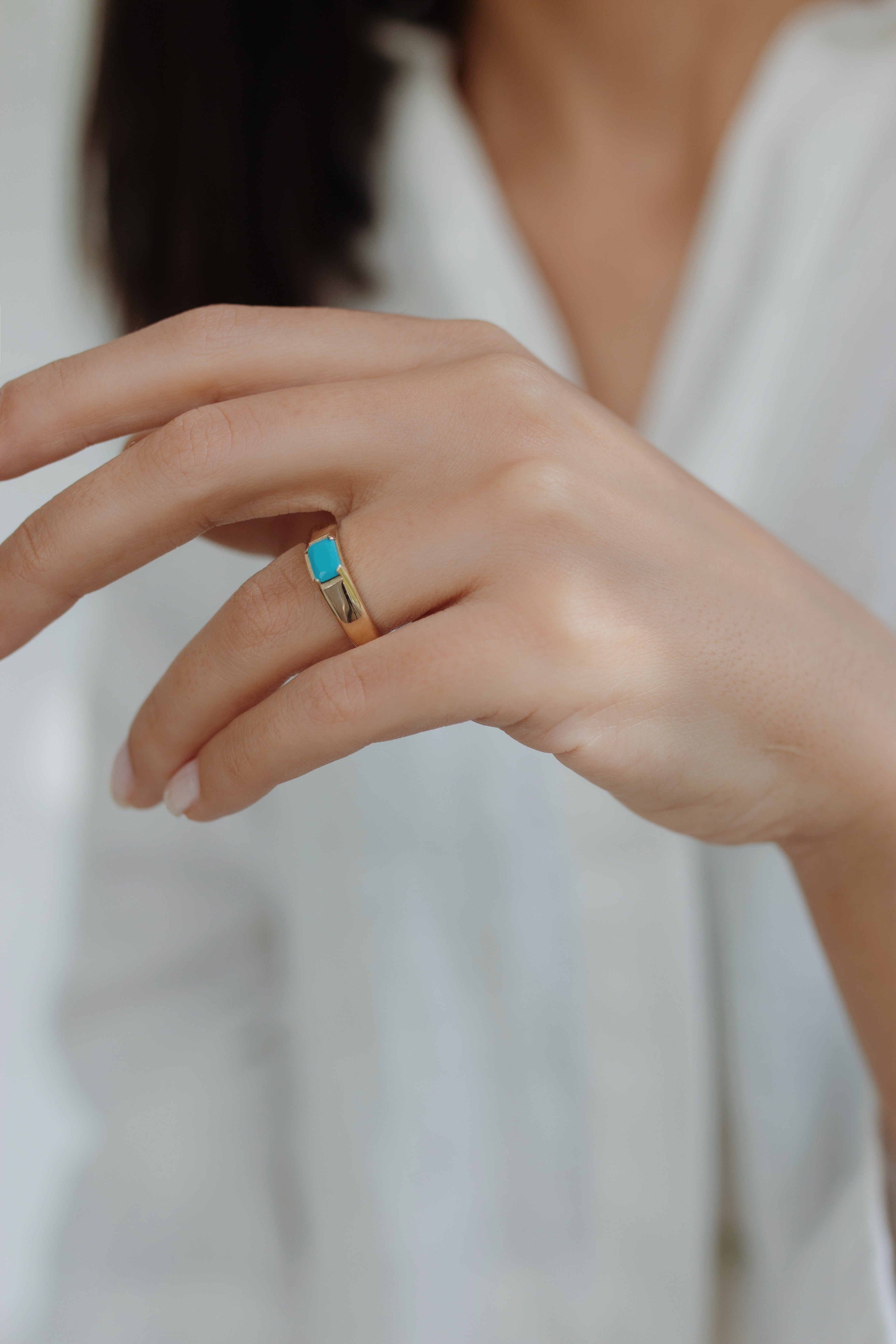 Turquoise Signet Ring In 14k Gold Orizzo fine jewelry