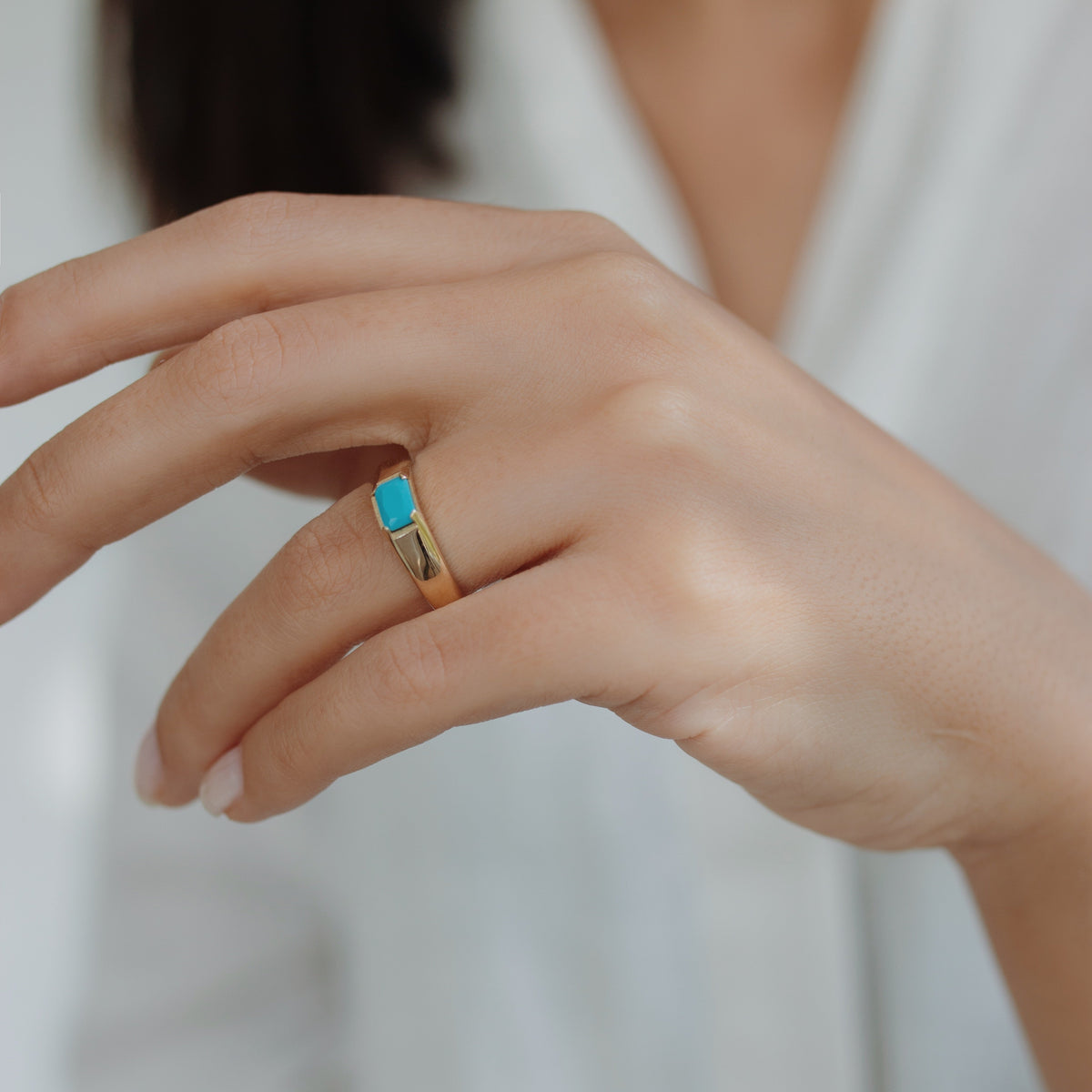 Turquoise Signet Ring In 14k Gold Orizzo fine jewelry