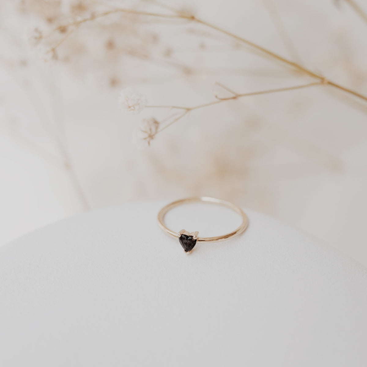 Solitaire Heart Shape Black Diamond Engagement Ring Orizzo fine jewelry
