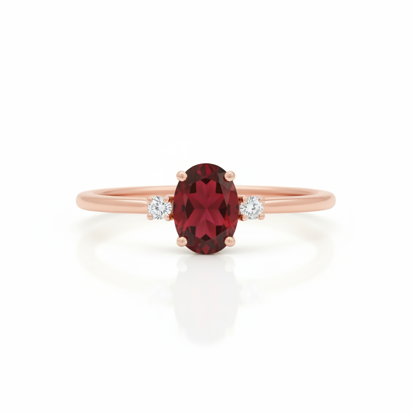 Garnet Engagement Ring With Diamond