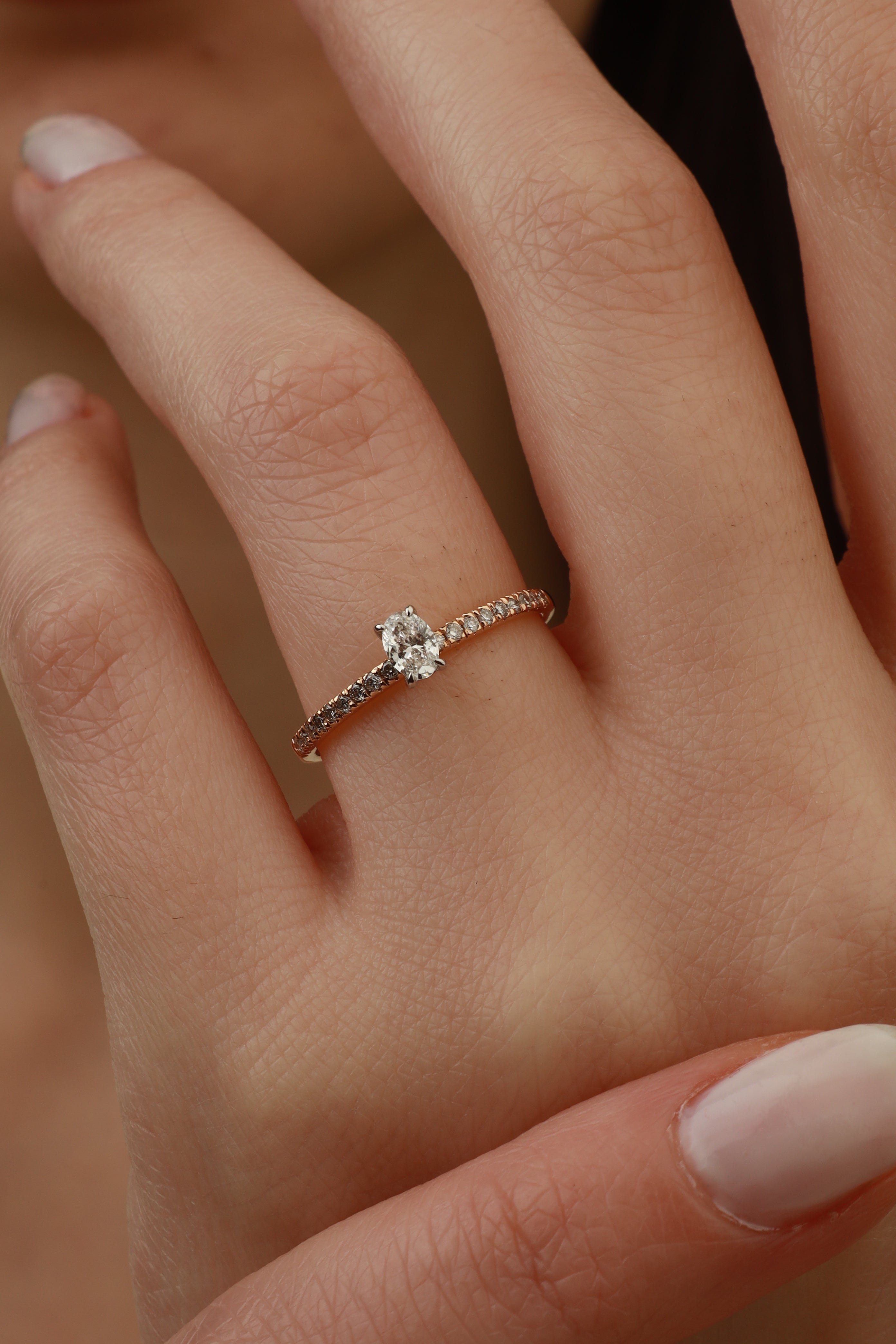 Oval Diamond Halo Engagement Ring in White Prong