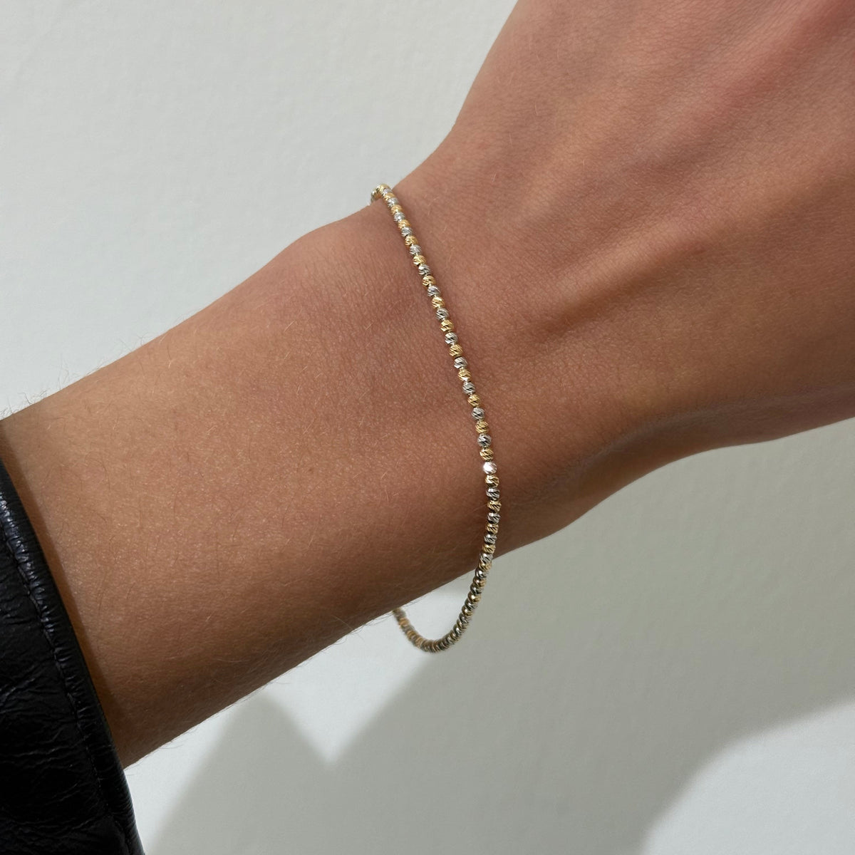 Two-Tone Textured Bead Bracelet