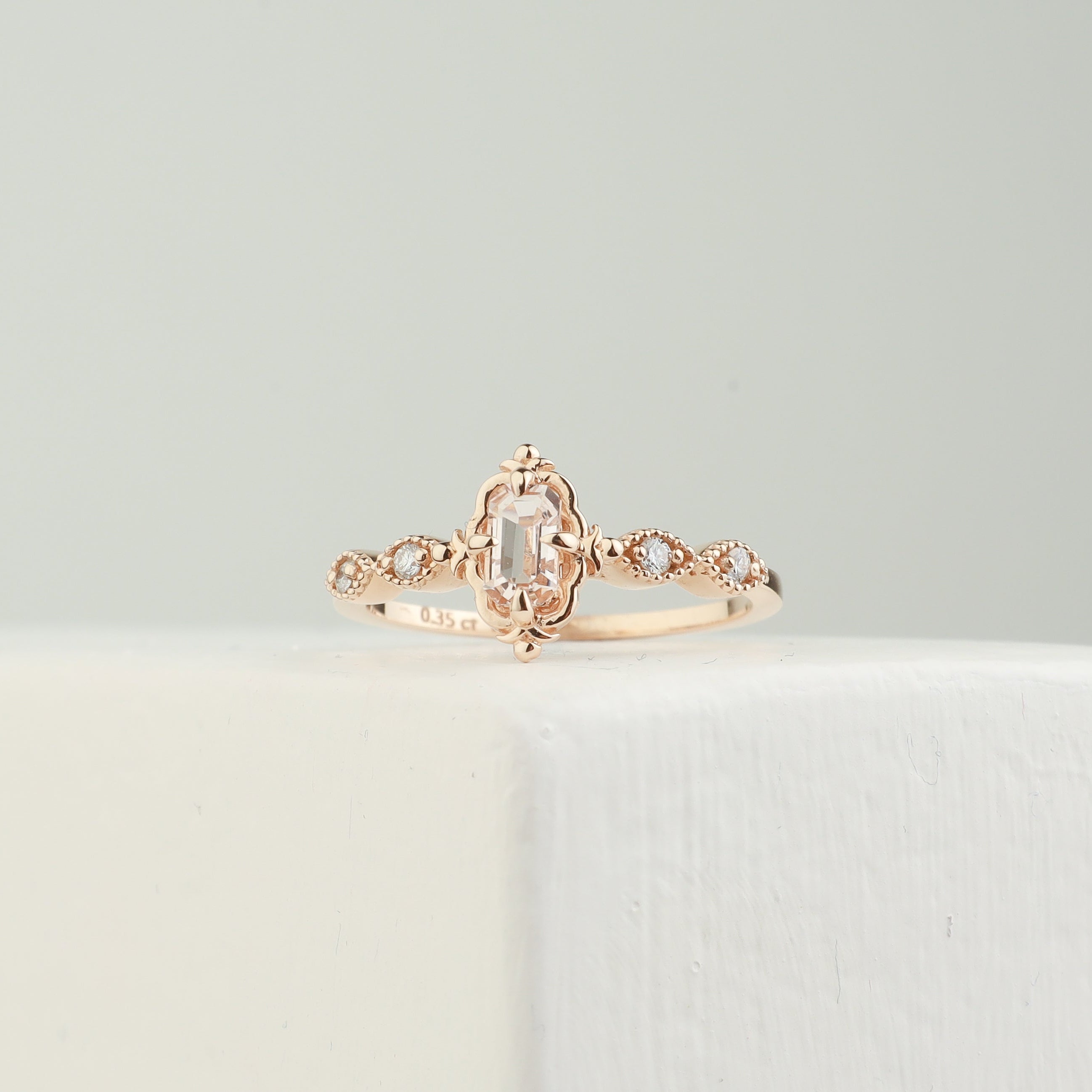 Art Deco Morganite Engagement Ring s Diamond