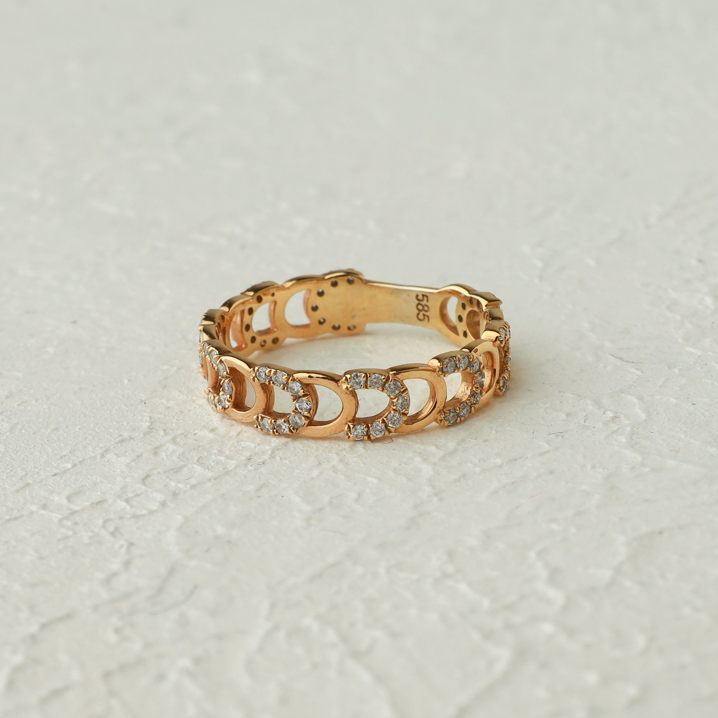 Ketten-Glieder Diamantring aus 14 Karat Massivgold