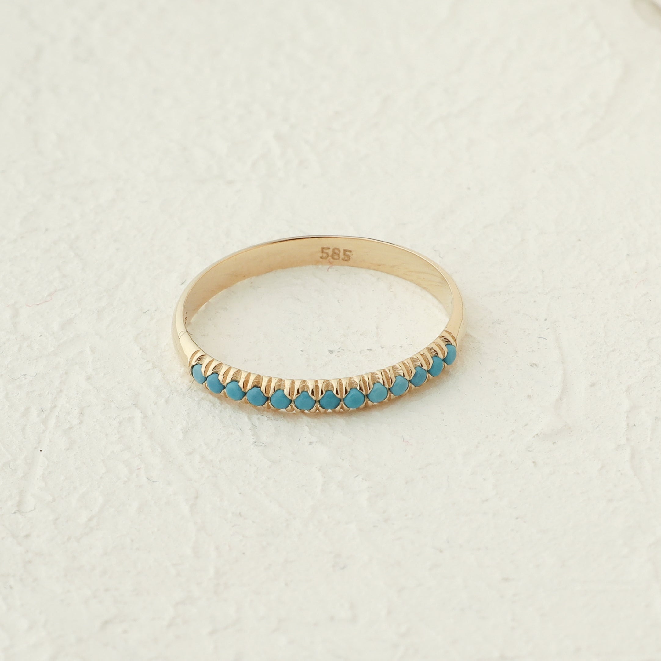Turquoise Eternity Band In 14K Solid Gold