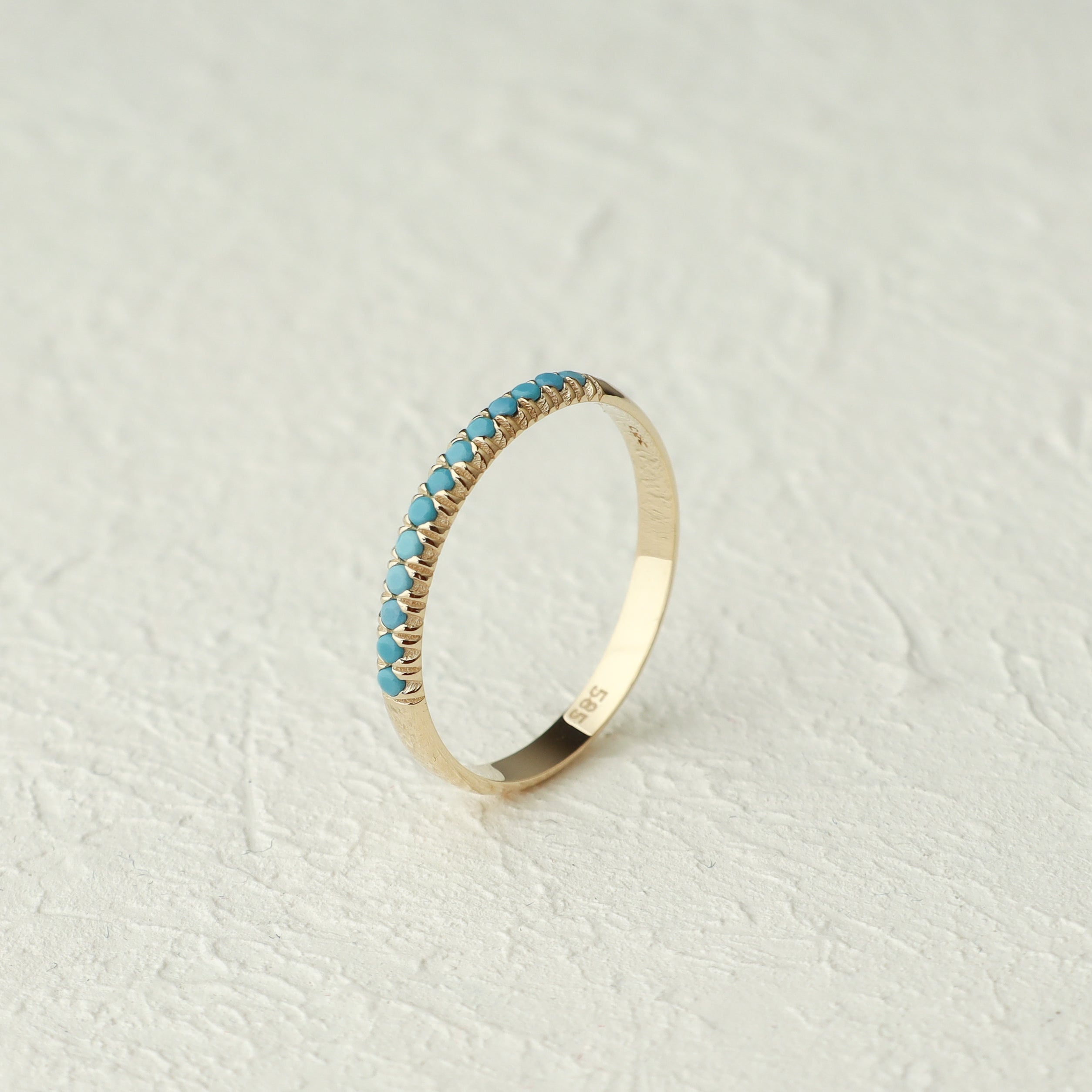 Turquoise Eternity Band In 14K Solid Gold