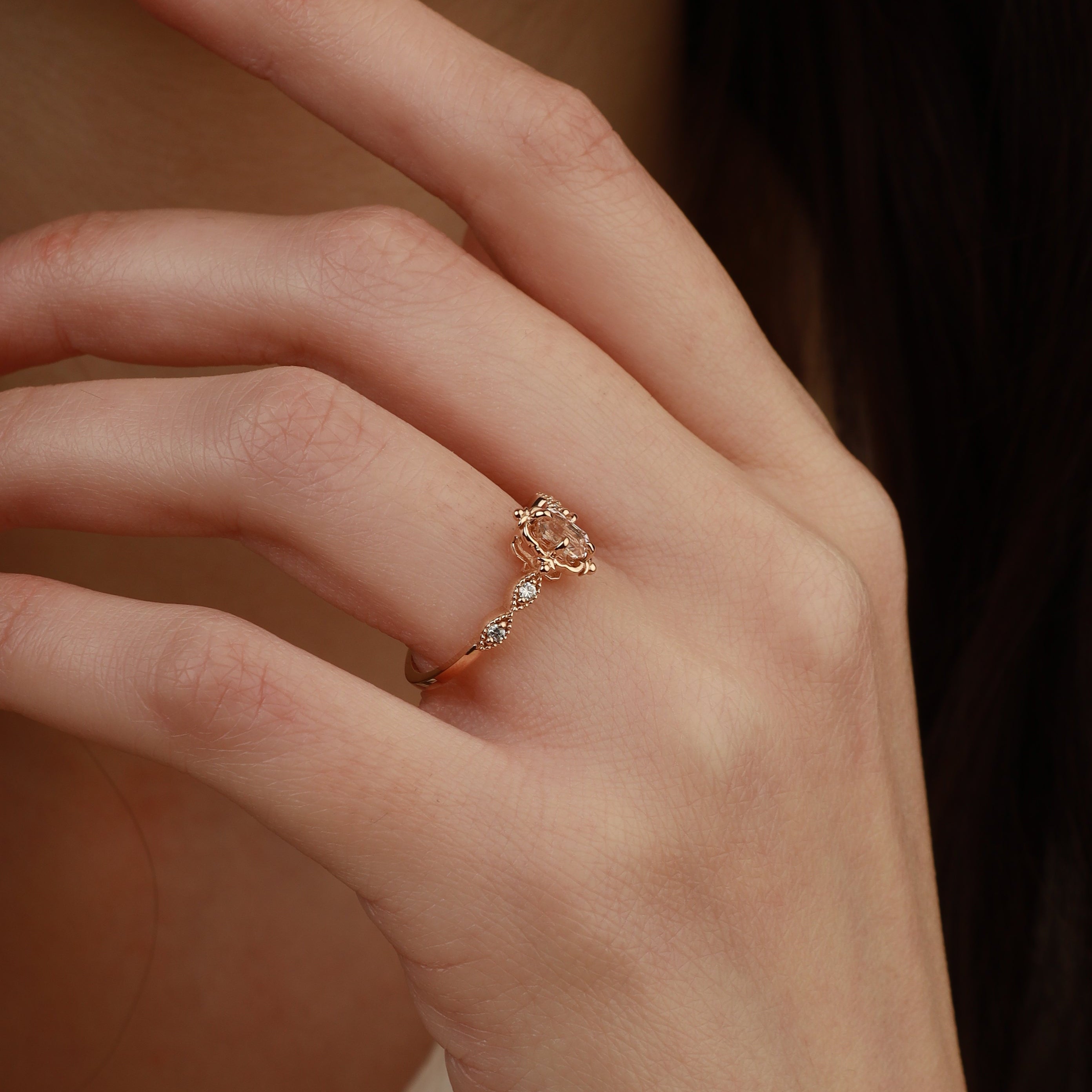 Art Deco Morganite Engagement Ring s Diamond