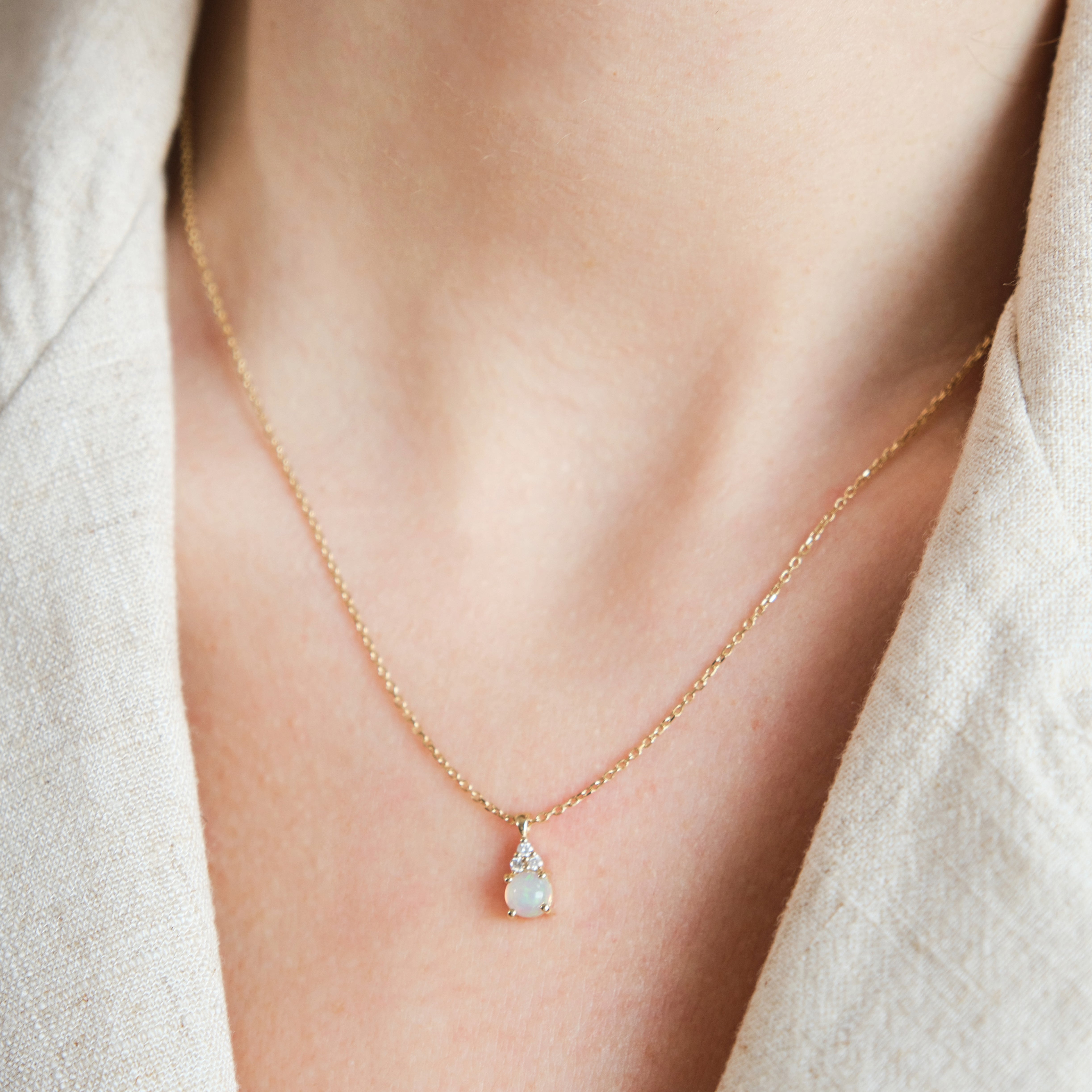 Opal Necklace With Diamond
