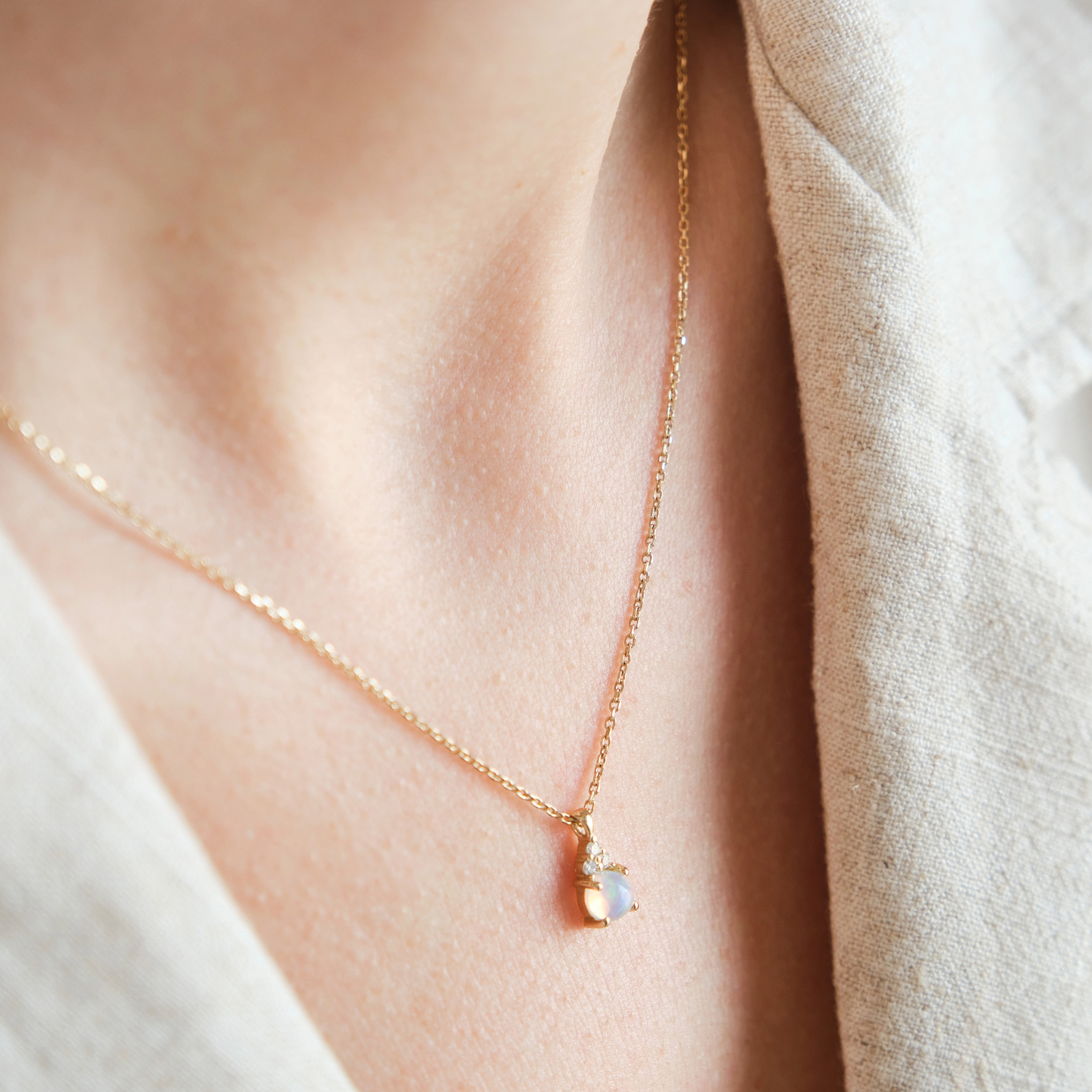 Opal Necklace With Diamond