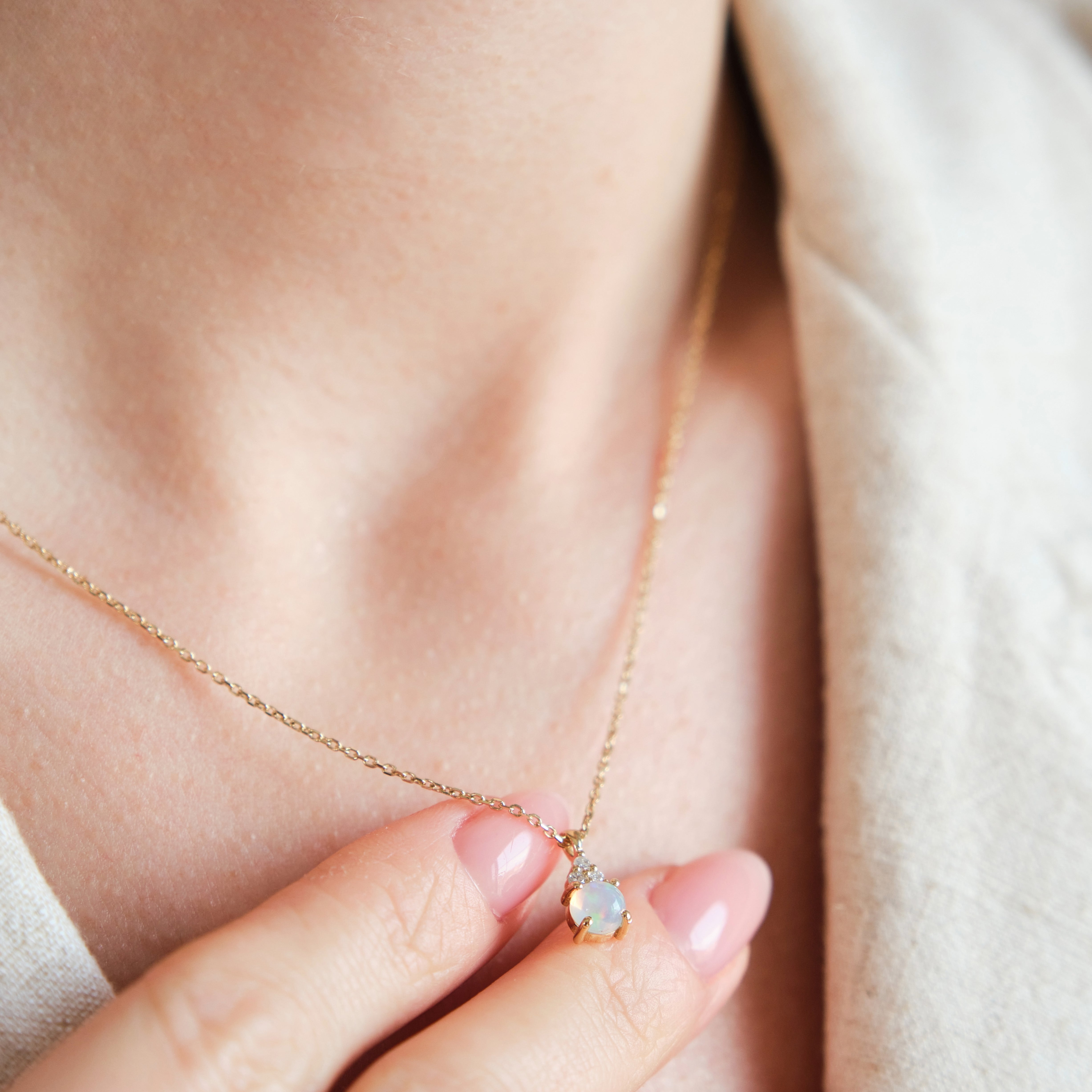 Opal Necklace With Diamond
