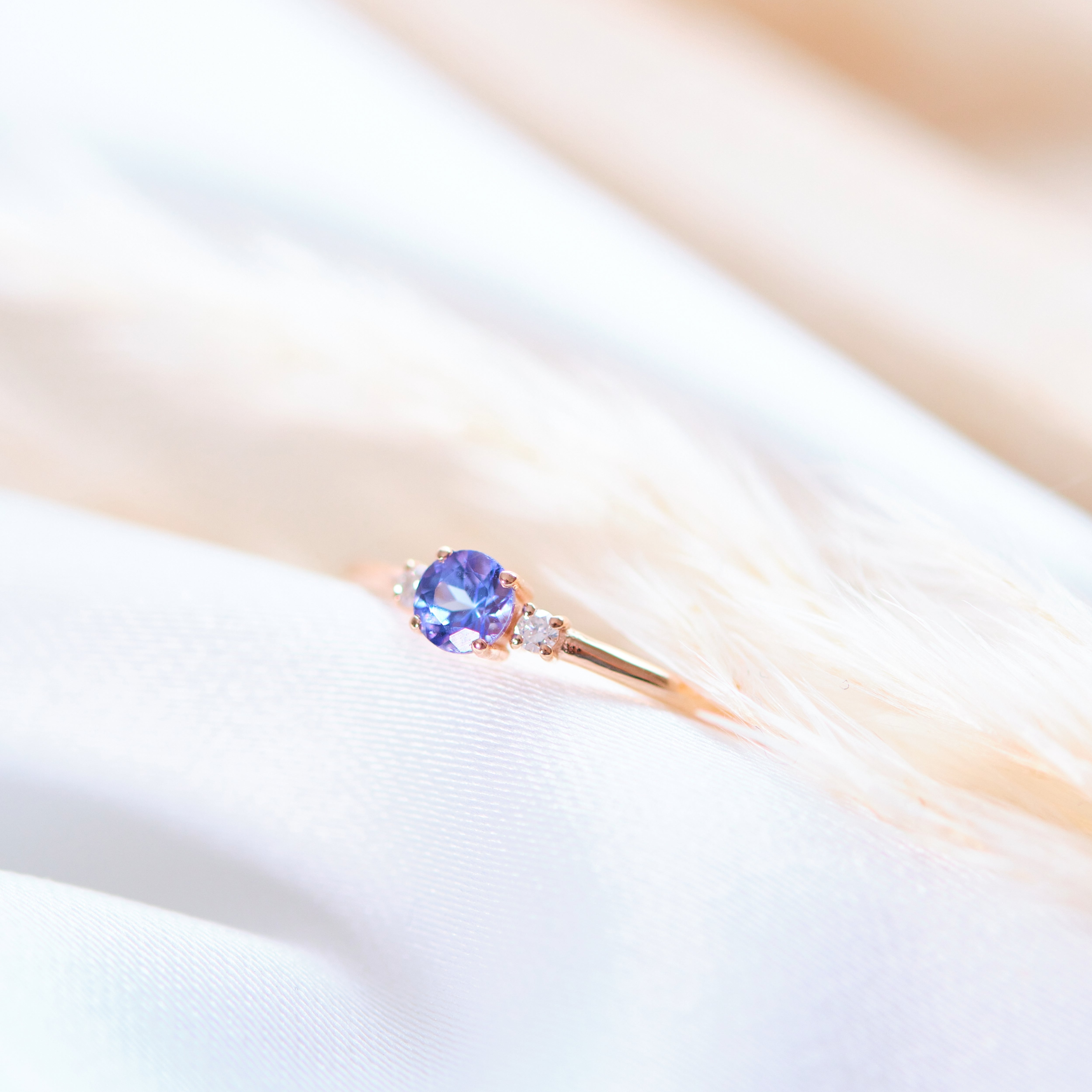 Dainty Tanzanite Ring With Diamond - Trinity