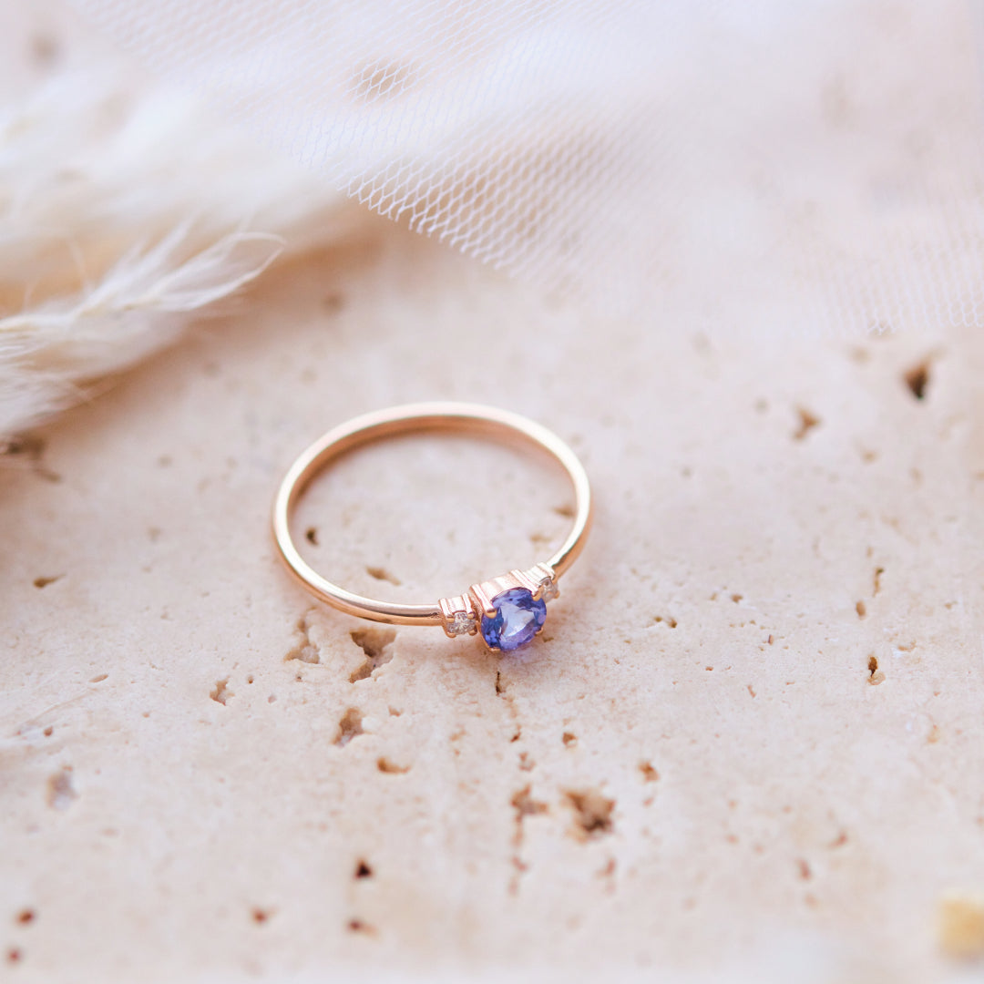 Dainty Tanzanite Ring With Diamond - Trinity