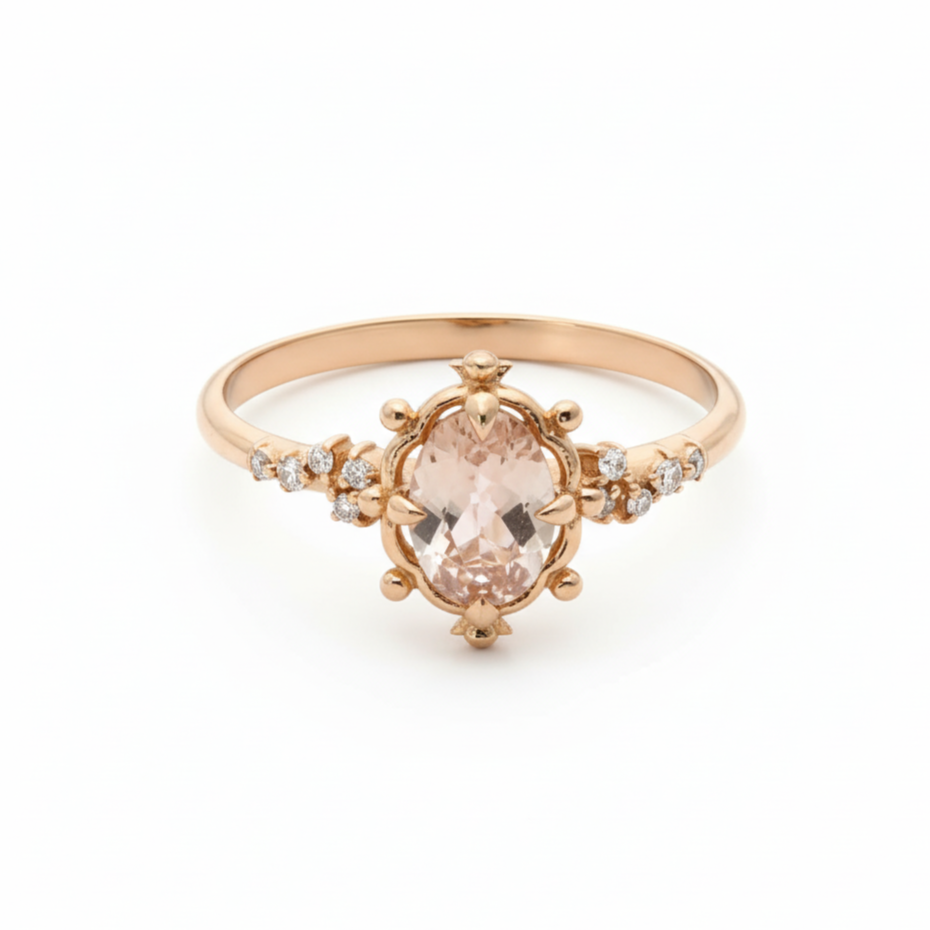 Oval Morganite Engagement Ring With Diamond