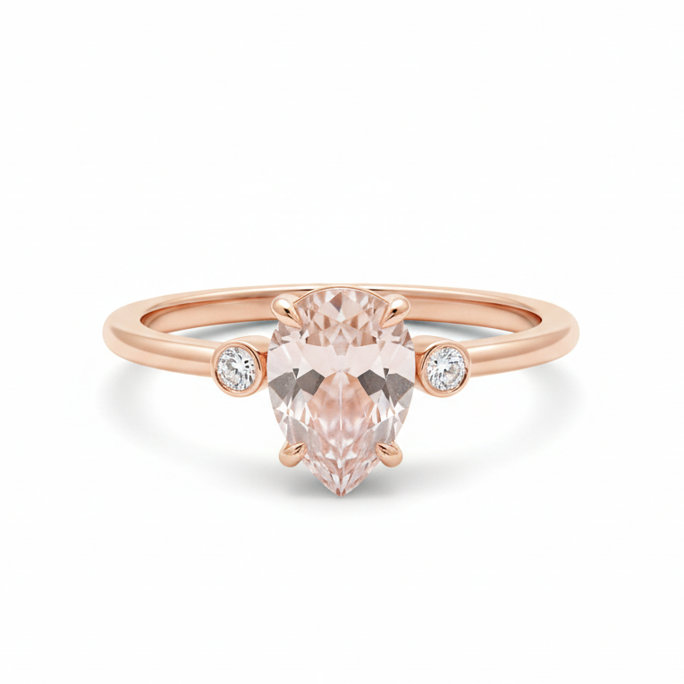 Pear Shape Morganite Engagement Ring With Diamond