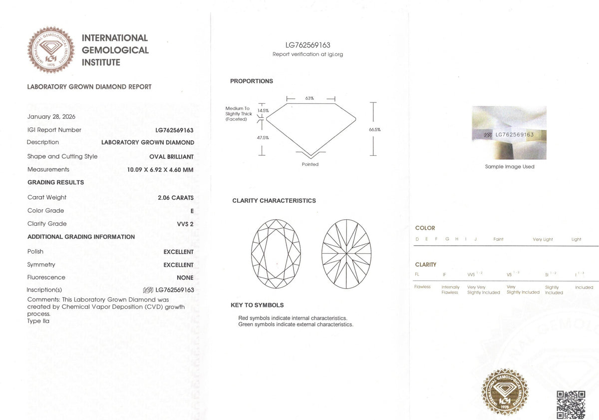 Oval Diamond Engagement Ring 2.06 ct - Lab Grown