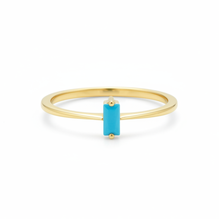 Solitaire Baguette Turquoise Ring