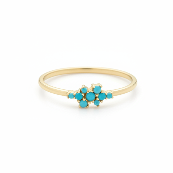 Turquoise Cluster Ring In 14k Gold
