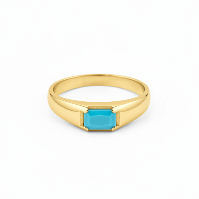 Turquoise Signet Ring In 14k Gold